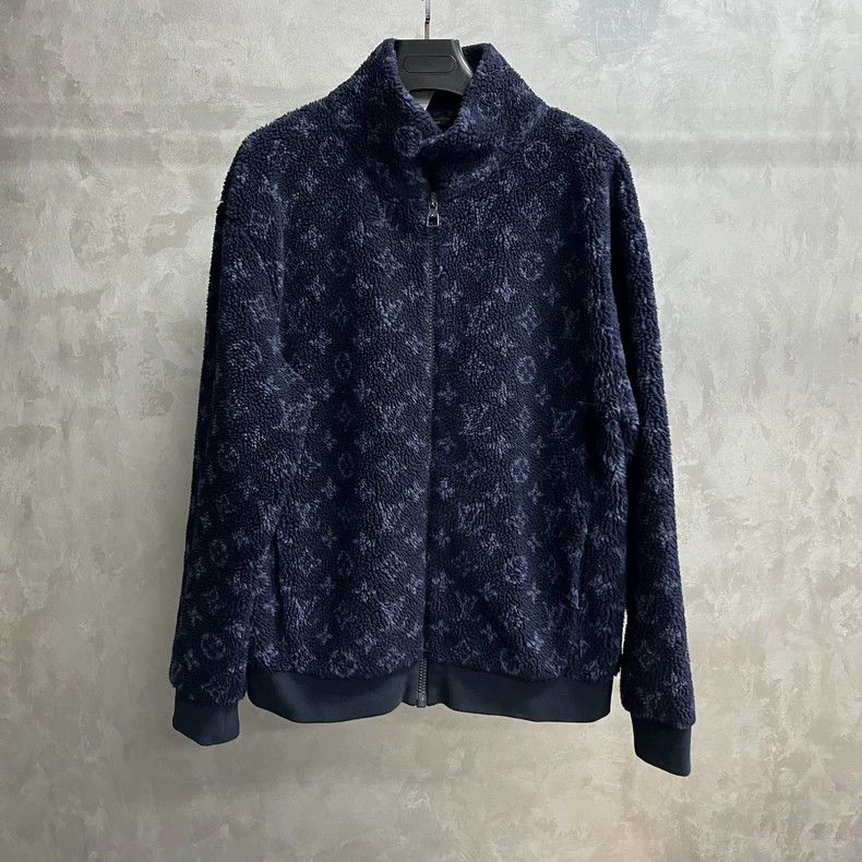 Louis Vuitton Louis Vuitton Dark blue full jacquard suede logo jacket 25 Size US XXL / EU 58 / 5 - 1 Thumbnail