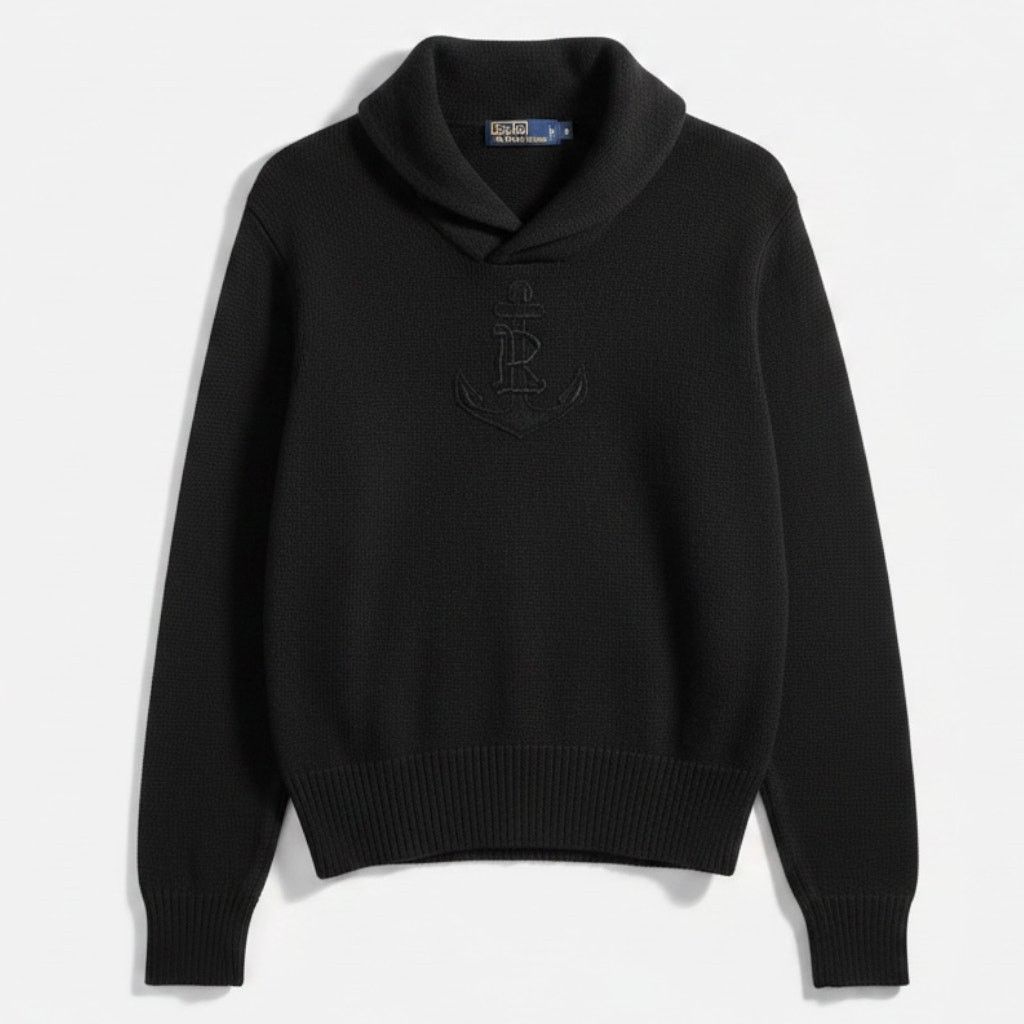 Polo Ralph Lauren Vintage Polo Ralph Lauren Men's Navy Linen Cowl Neck Sweater Size US M / EU 48-50 / 2 - 1 Thumbnail