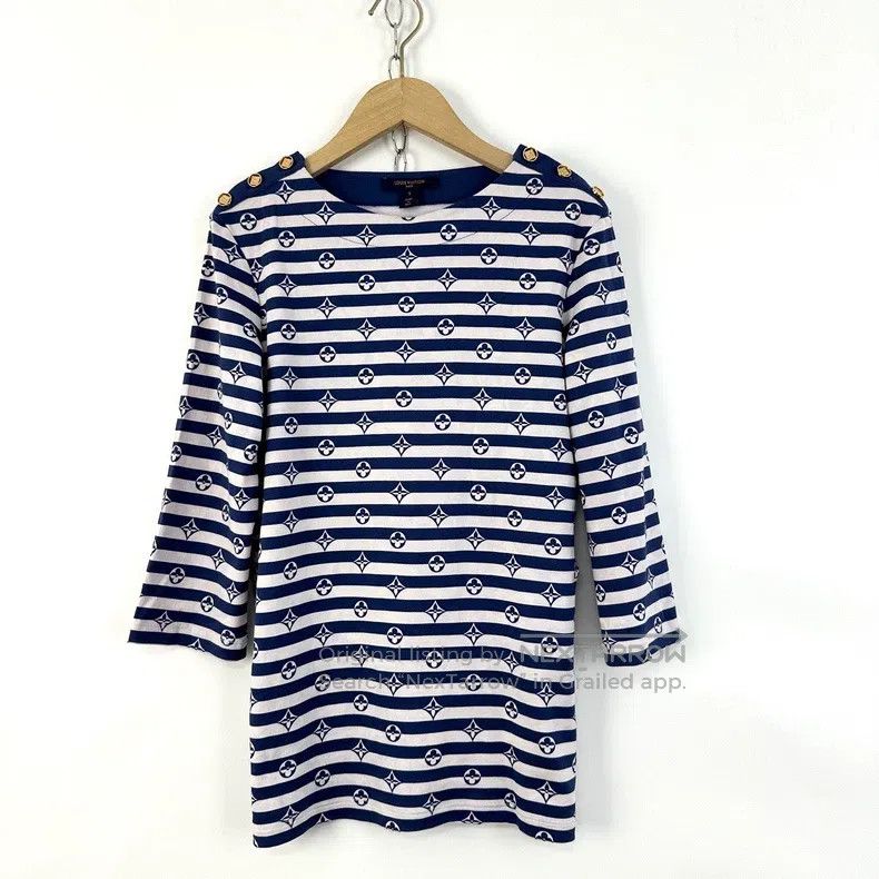 Louis Vuitton Louis Vuitton Navy striped presbyopic print three-quarter Size S / US 4 / IT 40 - 1 Thumbnail
