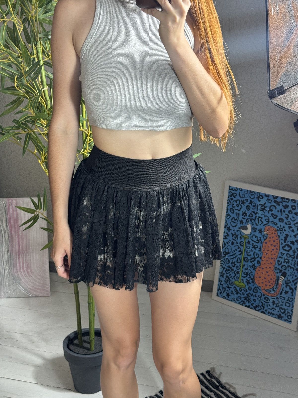 Other VINTAGE MESH 2000s LACE MINI SKIRT Size 28" / US 6 / IT 42 - 1 Thumbnail