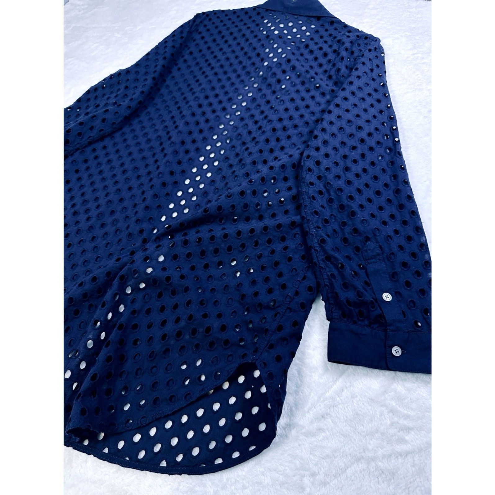 J.Crew J.Crew Factory Eyelet Swim Cover Up Tunic Shirt Navy Large Size L / US 10 / IT 46 - 6 Thumbnail