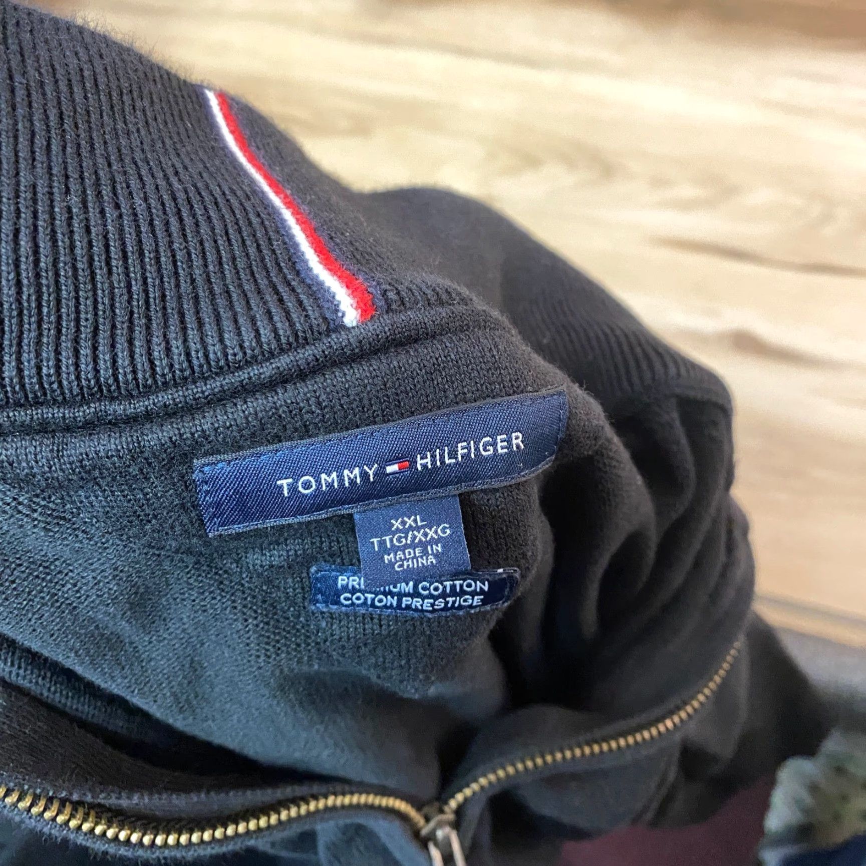 Tommy Hilfiger Tommy Hilfiger Men's Black Premium Cotton 1/4 Zip Pullover Sweater XXL Slim Size US XXL / EU 58 / 5 - 2 Thumbnail