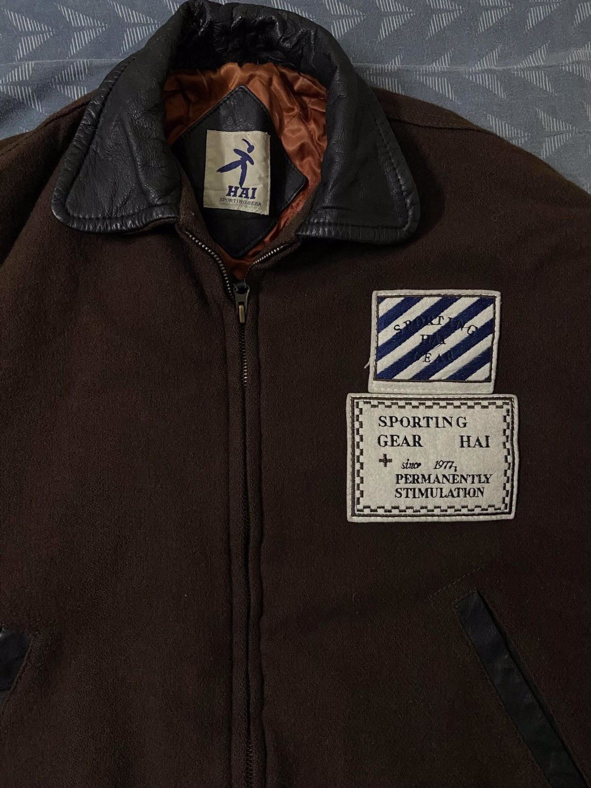 image of Hai Sporting Gear x Issey Miyake Hai Sport By Issey Miyake Varsity Jacket Vintage in Brown (Size La