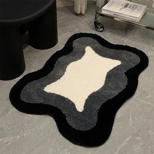Designer × Vintage Mat Fluffy Thick Water Absorbing Anti Slip Bath Rugs 40x60cm Size ONE SIZE - 1 Thumbnail