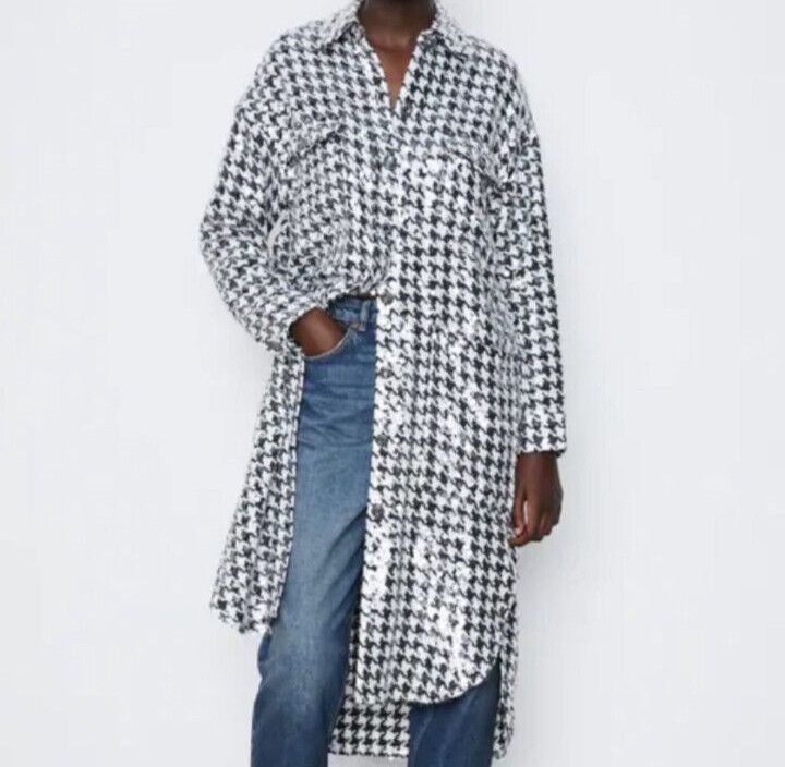 LIMITED EDITION Zara Houndstooth Overshirt Sze M