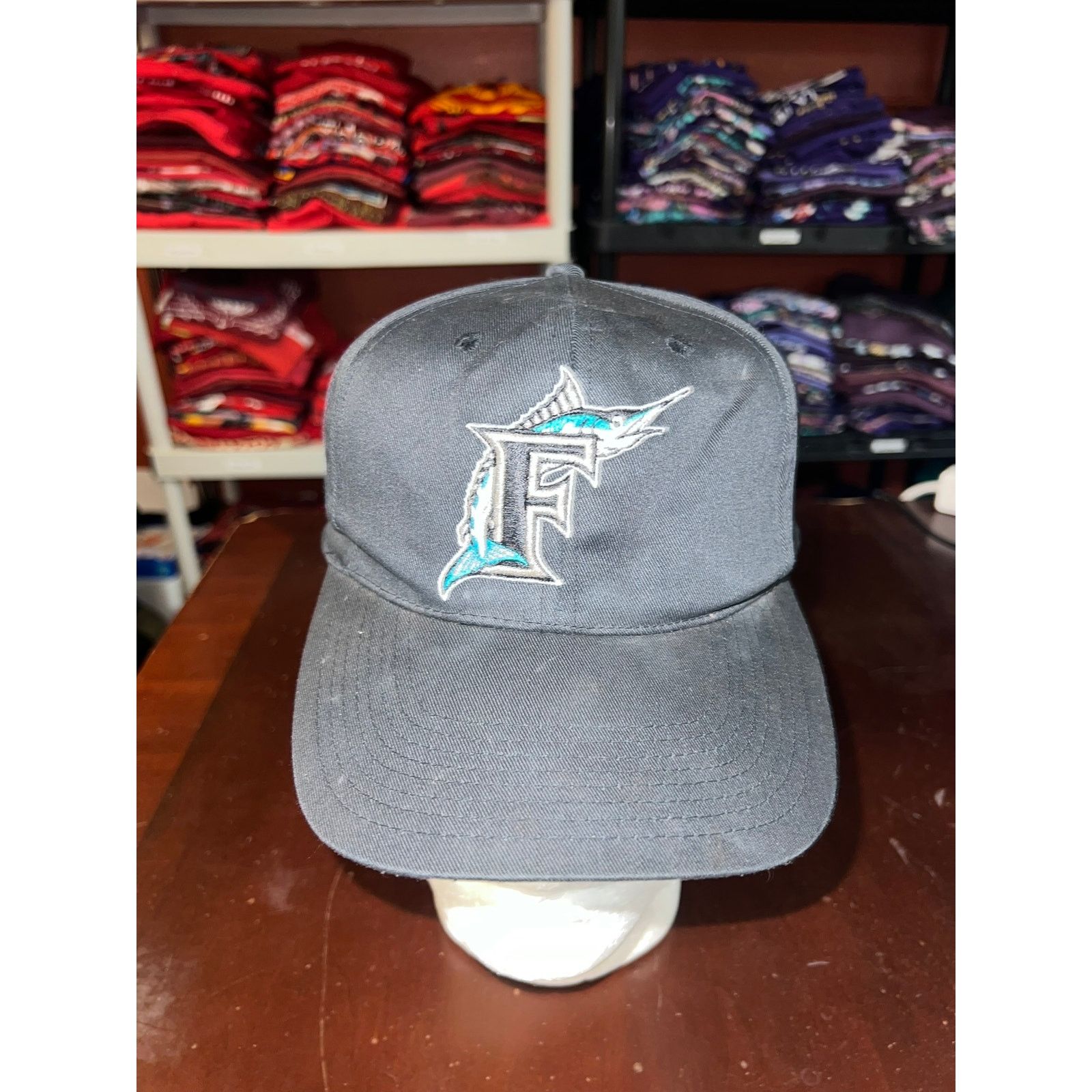 MLB MLB Florida Marlins Snapback New Era Baseball Black Hat VTG Size ONE SIZE - 2 Thumbnail