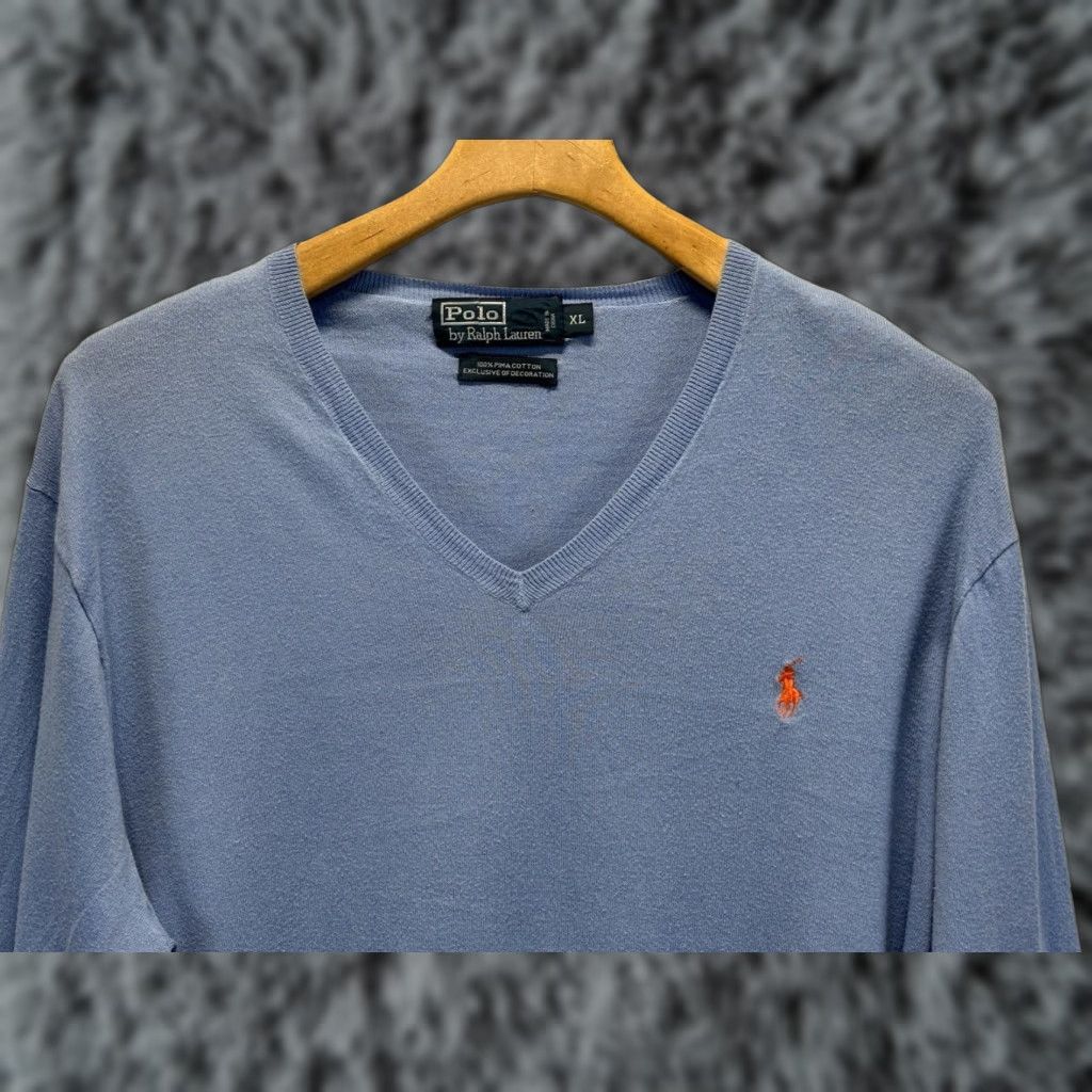 Polo Ralph Lauren Polo Ralph Lauren Sweater Mens XL Pima Cotton V Neck Preppy Blue Layering Size US XL / EU 56 / 4 - 1 Thumbnail