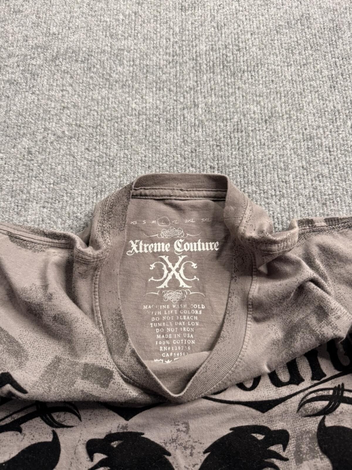 Other Y2K Xtreme Couture Affliction T-Shirt AOP Gray Mens L Size US L / EU 52-54 / 3 - 4 Thumbnail