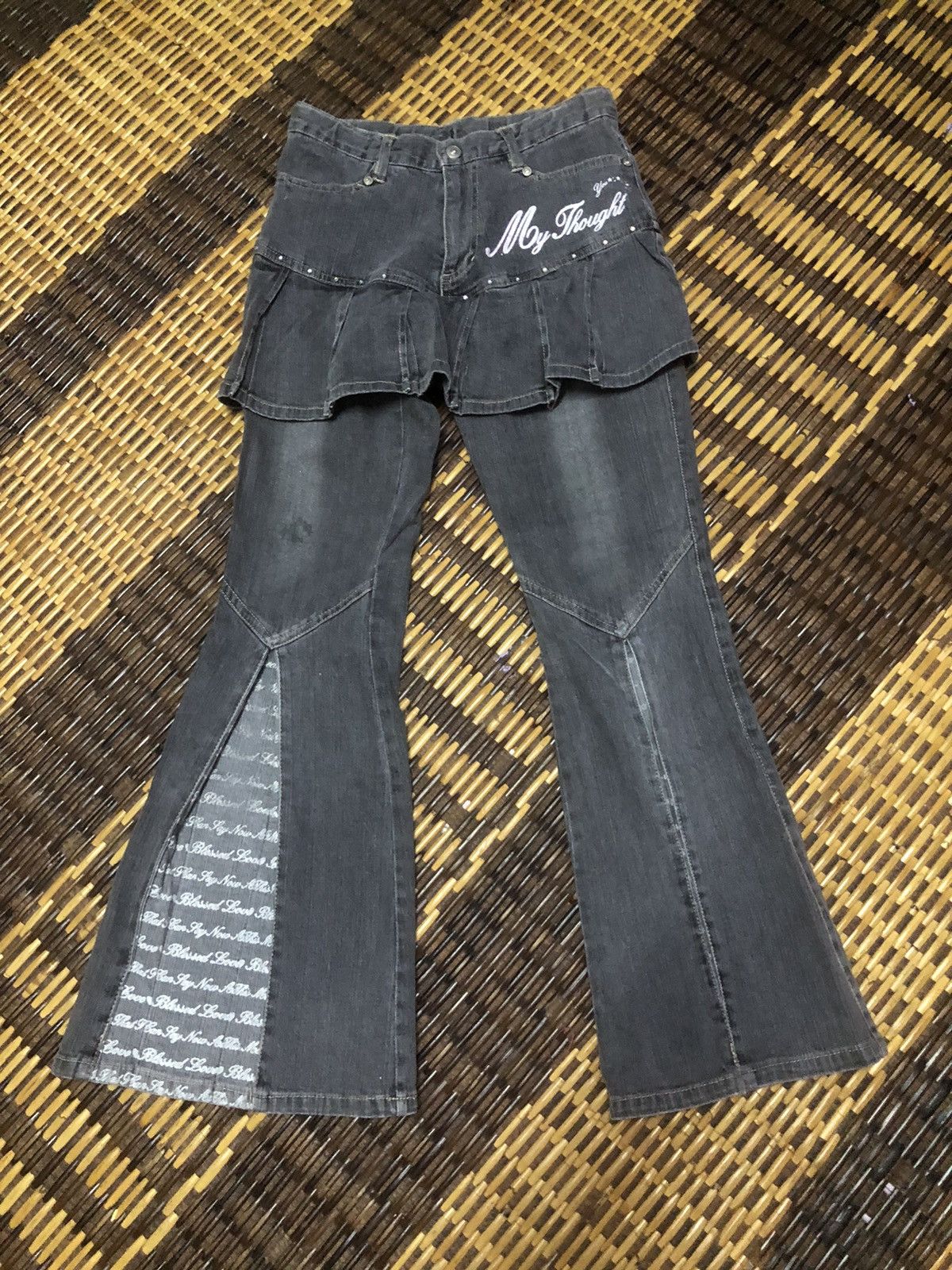 Hysteric Glamour × If Six Was Nine Vintage Denim Skirt Pant Flared Punk Style Size 27" / US 4 / IT 40 - 3 Thumbnail