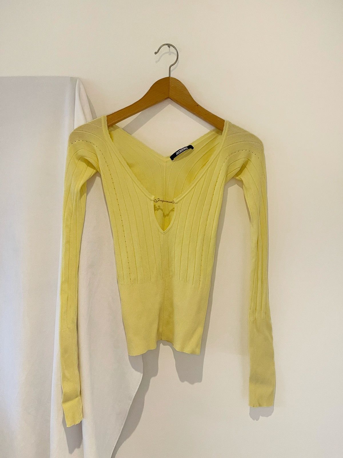 Jacquemus Jacquemus pralu ribbed metal logo yellow top Size S / US 4 / IT 40 - 2 Thumbnail