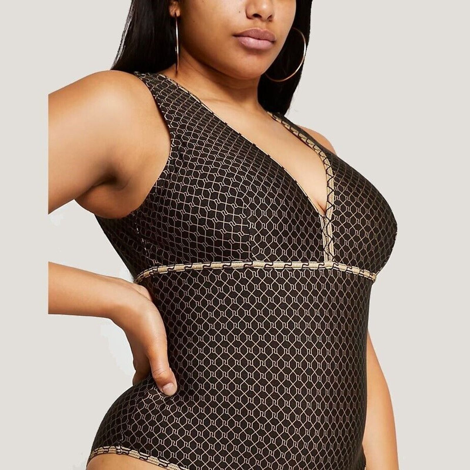 River Island River Island Women Brown One-Piece Swimsuit Plus Size US 18 Size ONE SIZE - 2 Thumbnail