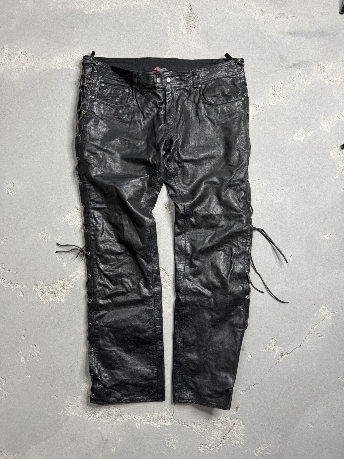 Japanese Brand Vintage Leather Pants Japan Hype Travis Scott Y2K Style Size US 38 / EU 54 - 3 Thumbnail