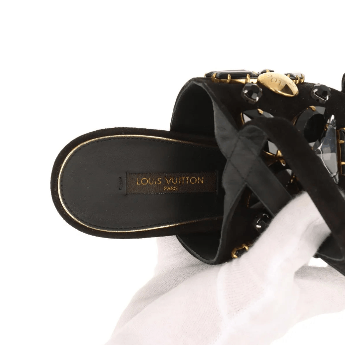 Louis Vuitton Cut Out Crsytal Suede Sandal Size US 6.5 / IT 36.5 - 9 Thumbnail