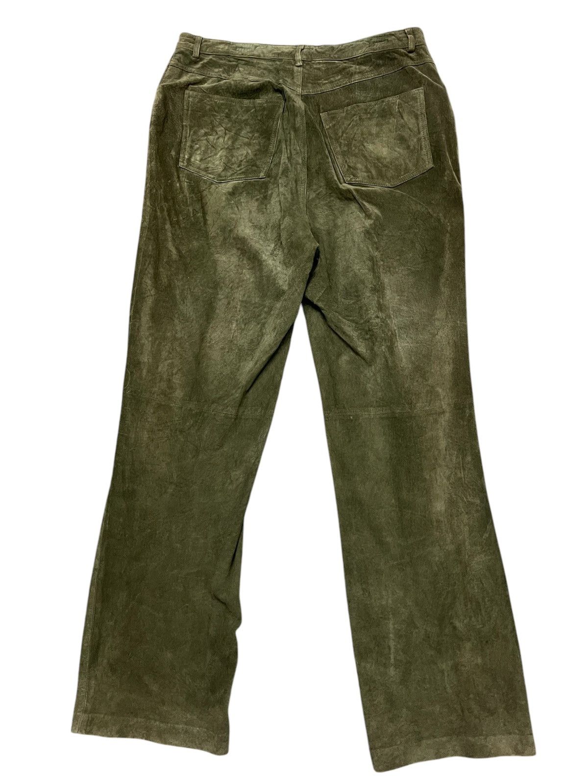 Genuine Leather × Leather × Vintage Amazing Vtg Brandon Thomas leather olive suede trouser pants Size US 32 / EU 48 - 5 Thumbnail
