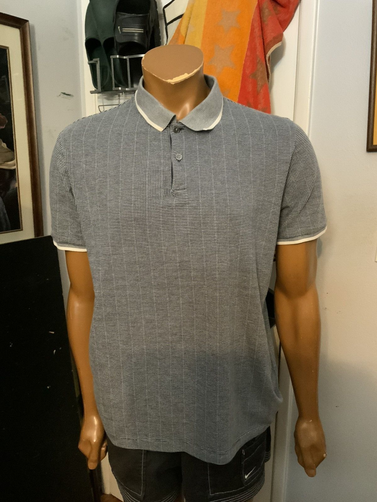 Theory $129 Theory Jacquard Band Ticking Short Sleeve Polo Shirt Size US XL / EU 56 / 4 - 11 Thumbnail
