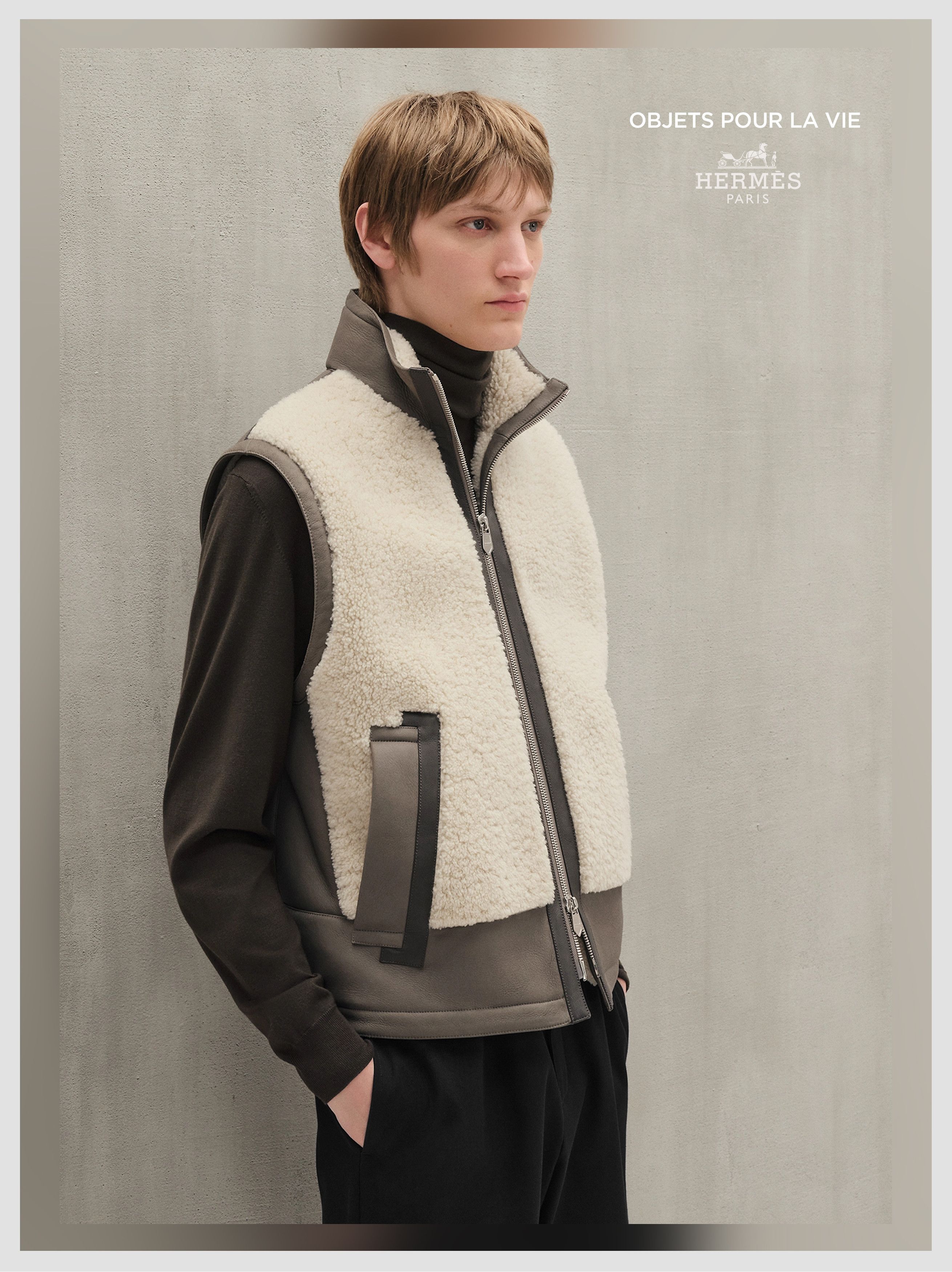 Hermes Ultimate Ultra Rare $16K w/tax Calf Shearling Leather Vest Size US M / EU 48-50 / 2 - 1 Thumbnail