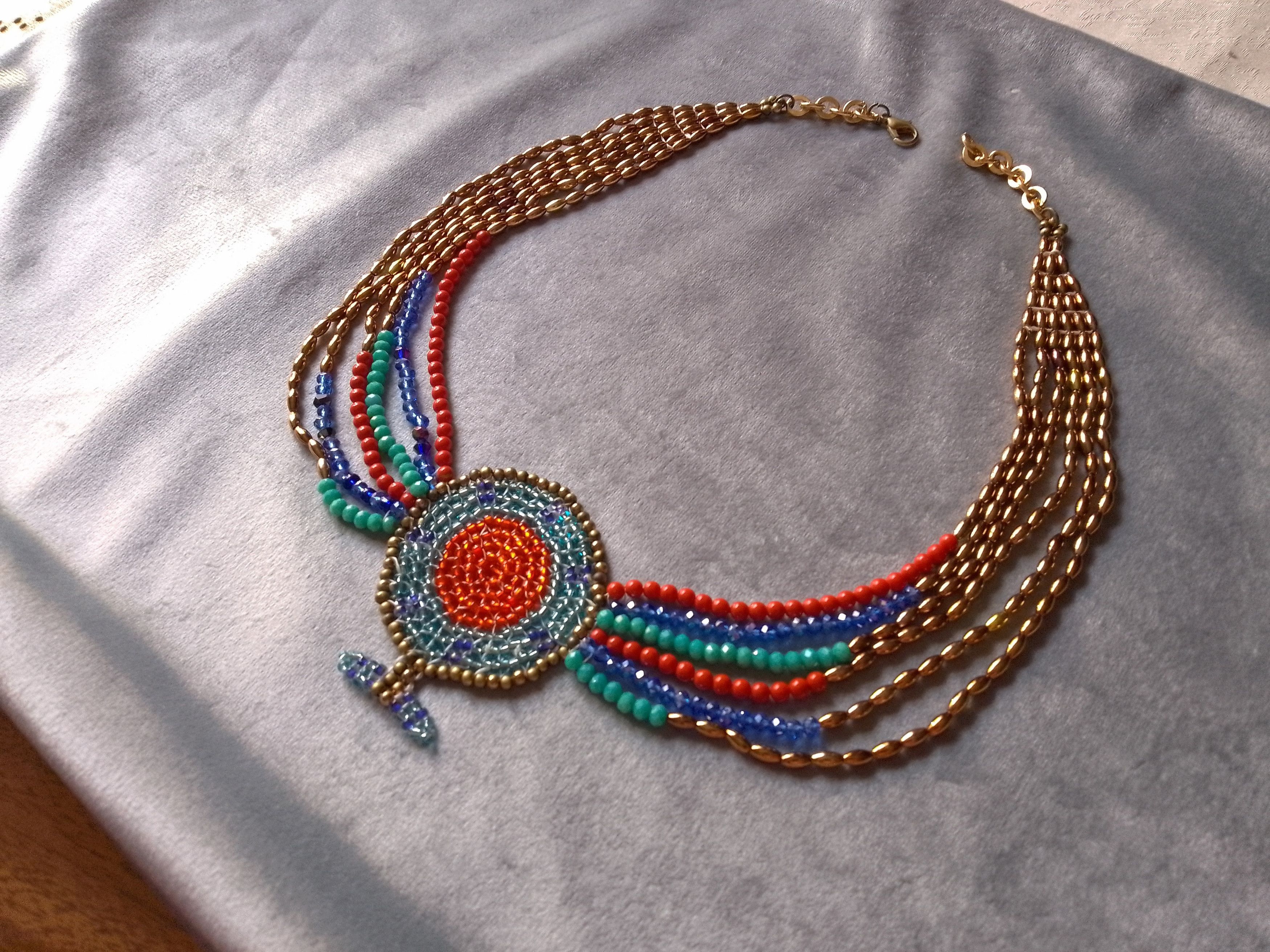 Handmade Necklace Ethnic Egyptian Cleopatra Style Multithread Size ONE SIZE - 6 Thumbnail