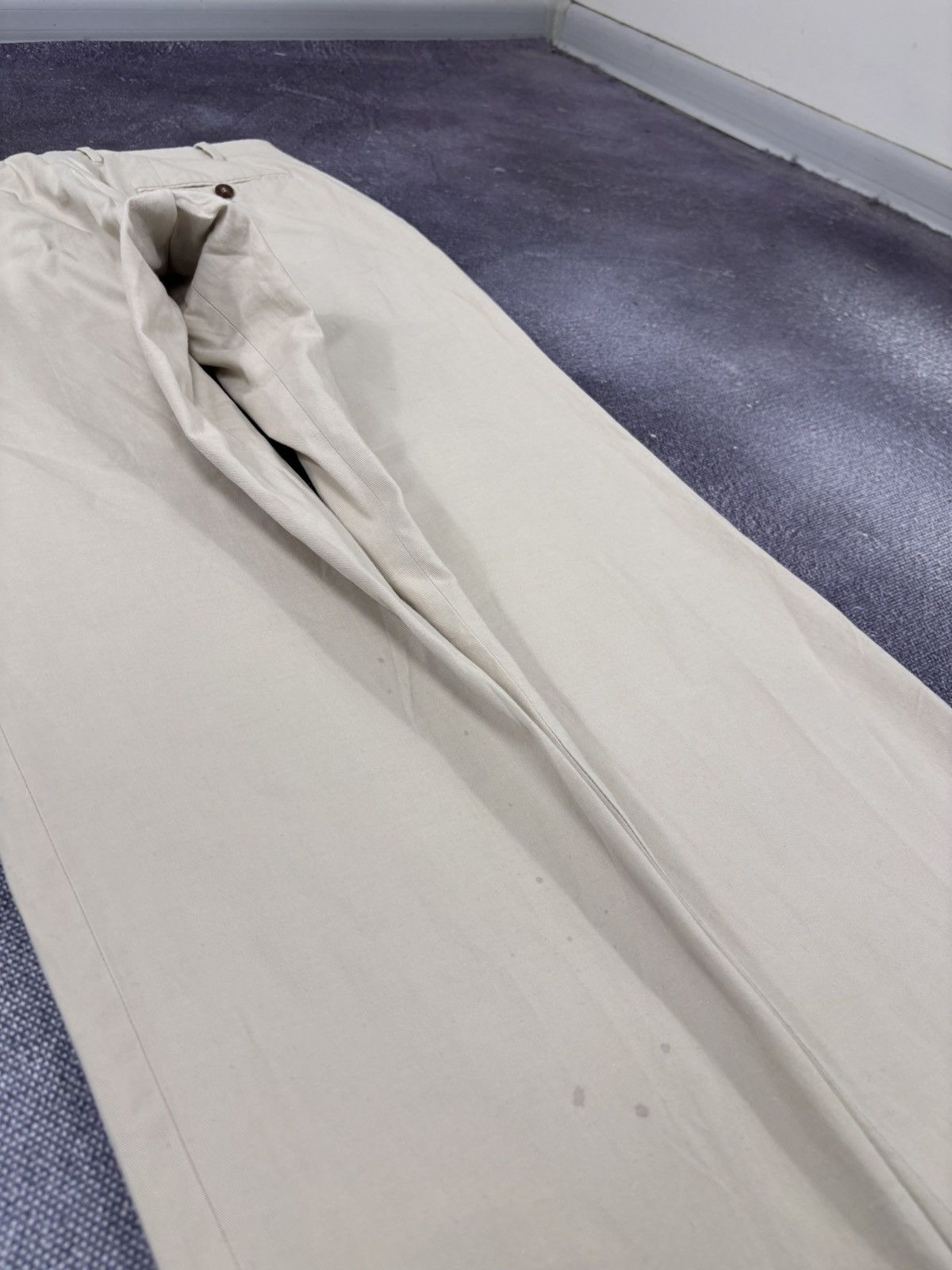 Canali Canali Men’s Ivory Cream Cotton Linen Stretch Chino Pants Size US 34 / EU 50 - 18 Thumbnail