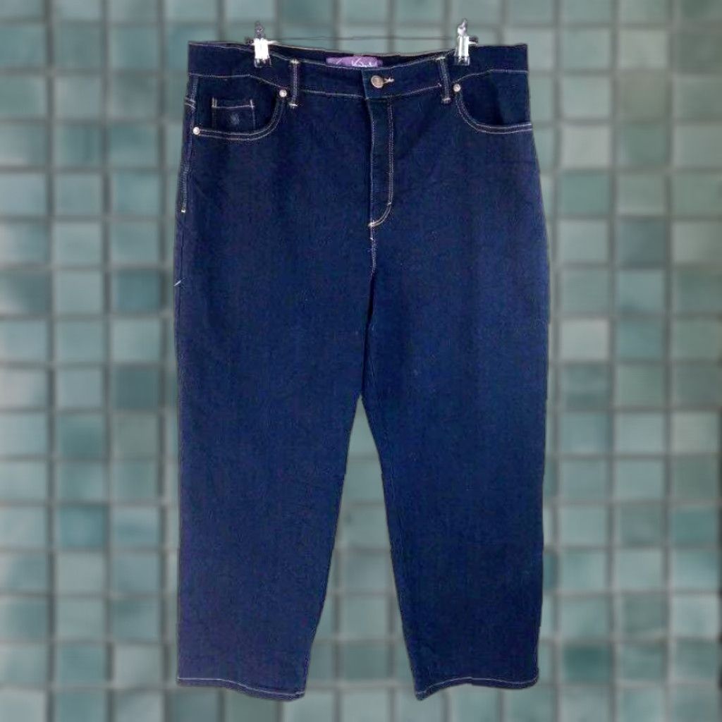 Gloria Vanderbilt GLORIA VANDERBILT Women's Amanda High Rise Cropped Jeans Blue Stretch Denim Size 18 Size 40" / US 18 - 1 Thumbnail