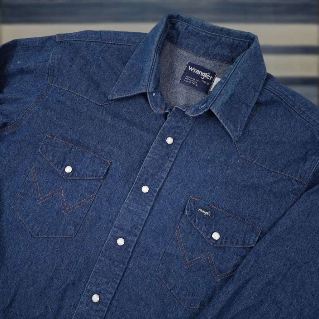 Wrangler VINTAGE Wrangler Mens XL Pearl Snap Down Denim Western Shirt Blue Size US XL / EU 56 / 4 - 1 Thumbnail