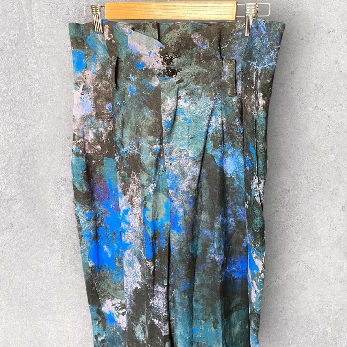 Yohji Yamamoto SS24 Lawn Linen Paint Print Highs Waist Pleats Trousers Size US 32 / EU 48 - 2 Thumbnail