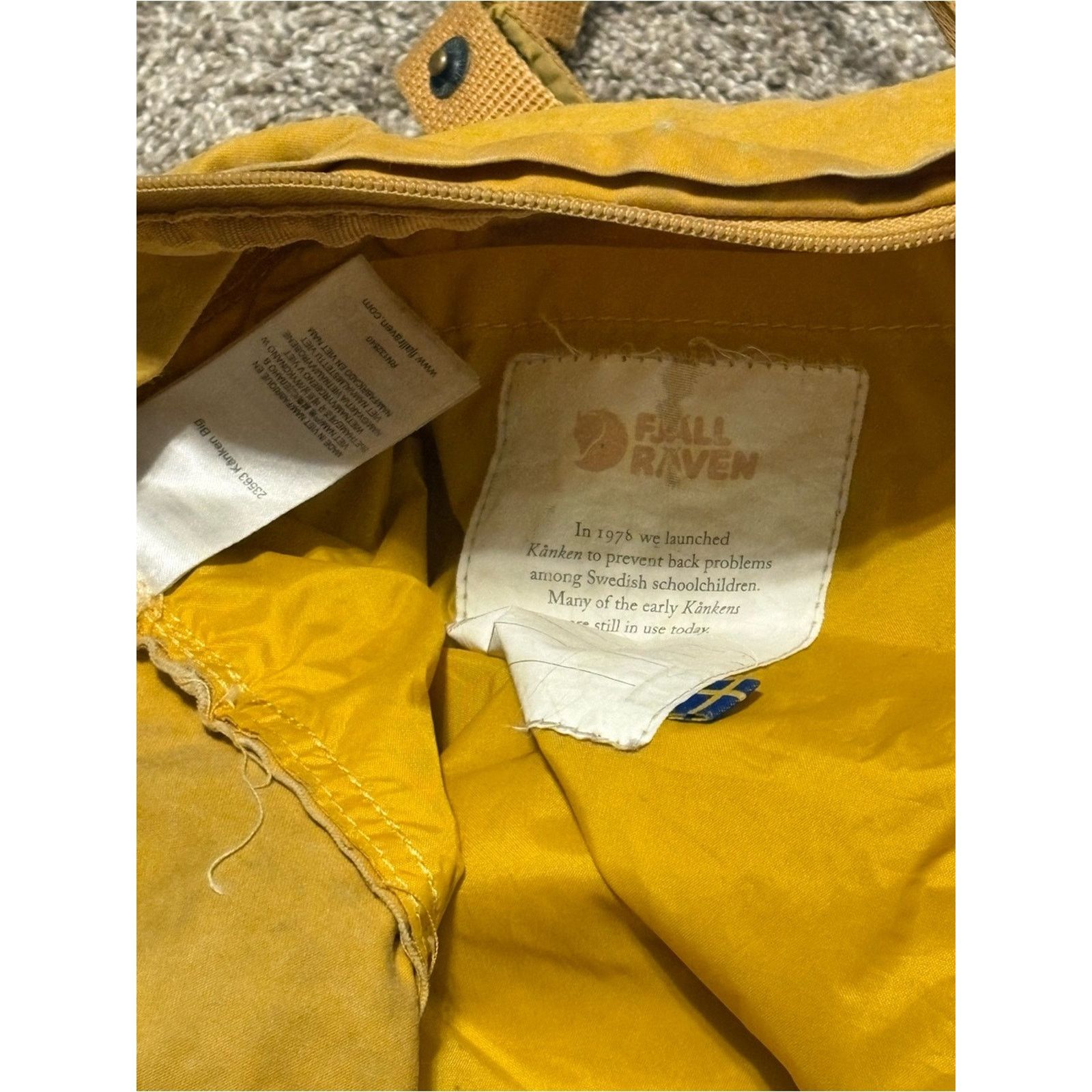 Fjallraven (Fjallraven Kanken) Yellow Backpack: 16” x 13” Size ONE SIZE - 3 Thumbnail
