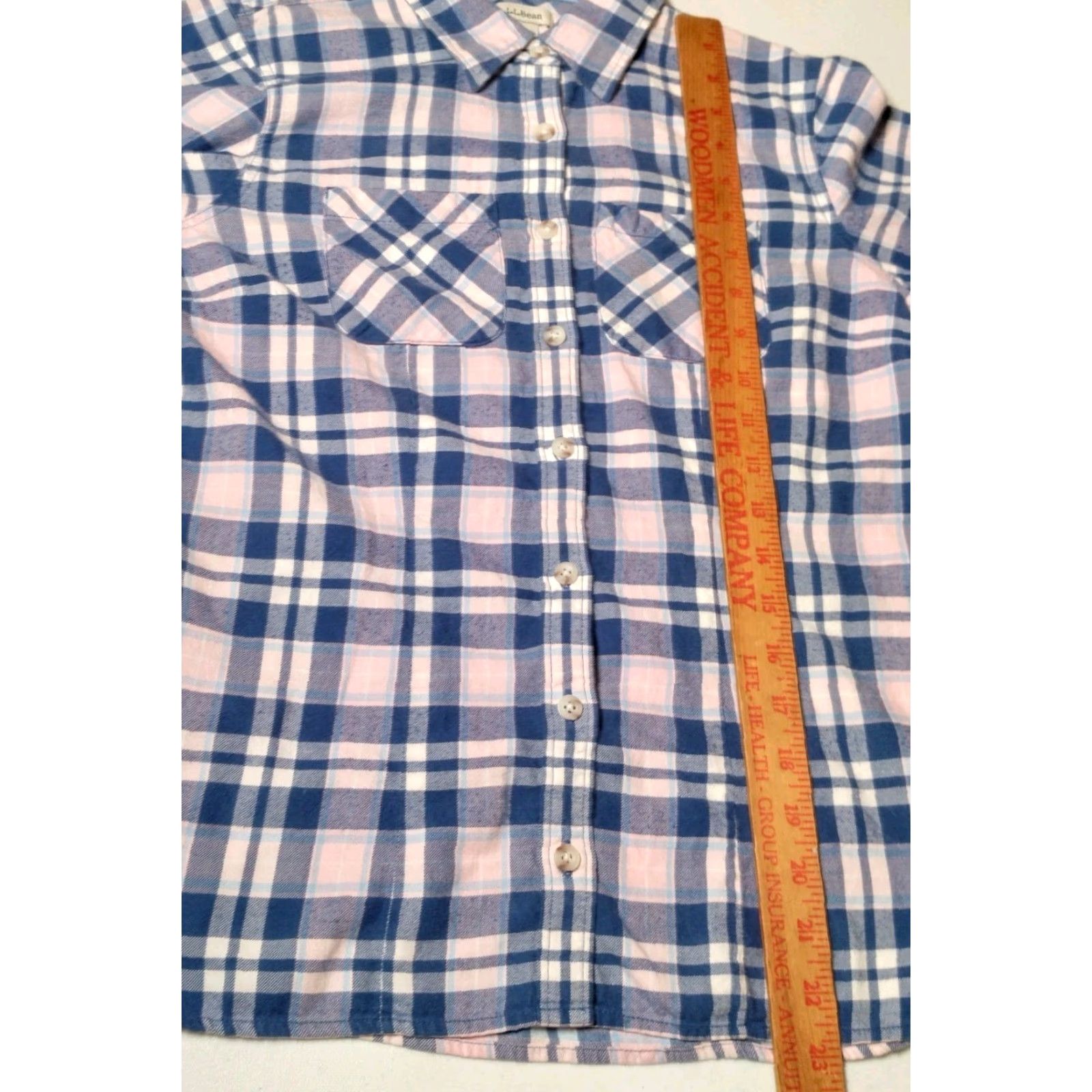 Vintage VINTAGE L.L. Bean Flannel Shirt Womens XXS Petite Pink Blue Plaid Workwear Casual Long Sleeve Size XXS / US 00 / IT 34 - 5 Thumbnail