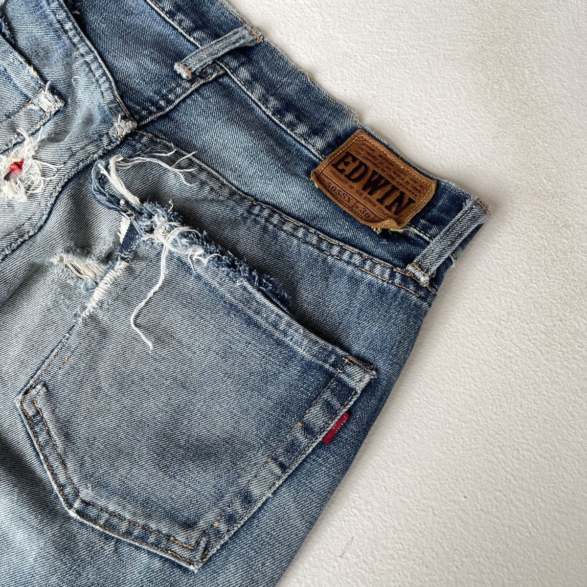 Edwin Thrashed Edwin 505SX Selvedge Crazy Ripped Distressed Denim Size US 30 / EU 46 - 10 Thumbnail