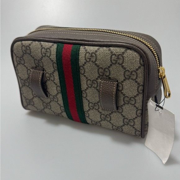Gucci Gucci Ophidia Small GG Supreme Canvas Leather Bag Beige Brow Size ONE SIZE - 3 Thumbnail