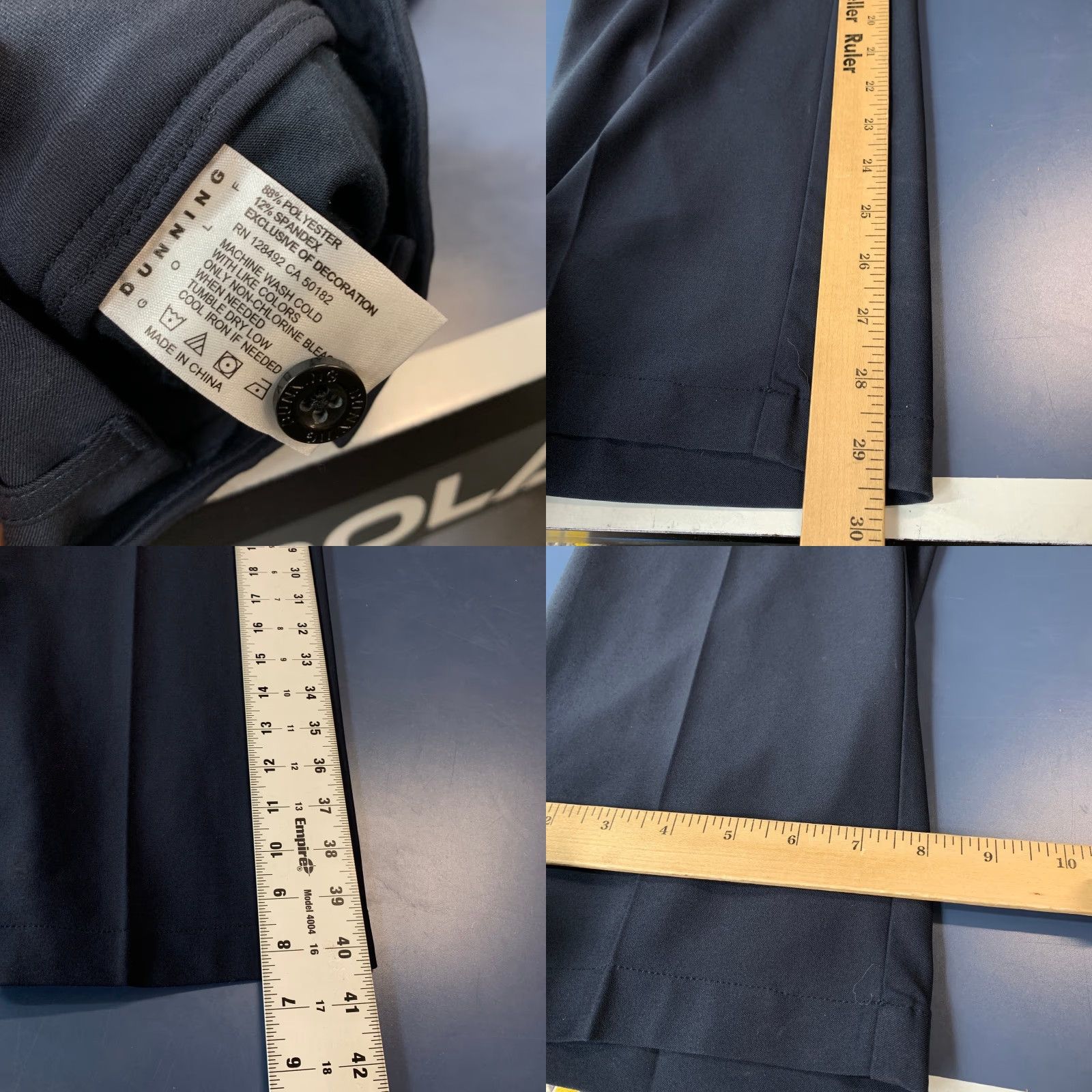 Vintage Dunning Golf Chino Pants Mens Size 34/30 Navy Blue Performance Preppy Fit 35x30 Size US 34 / EU 50 - 8 Thumbnail