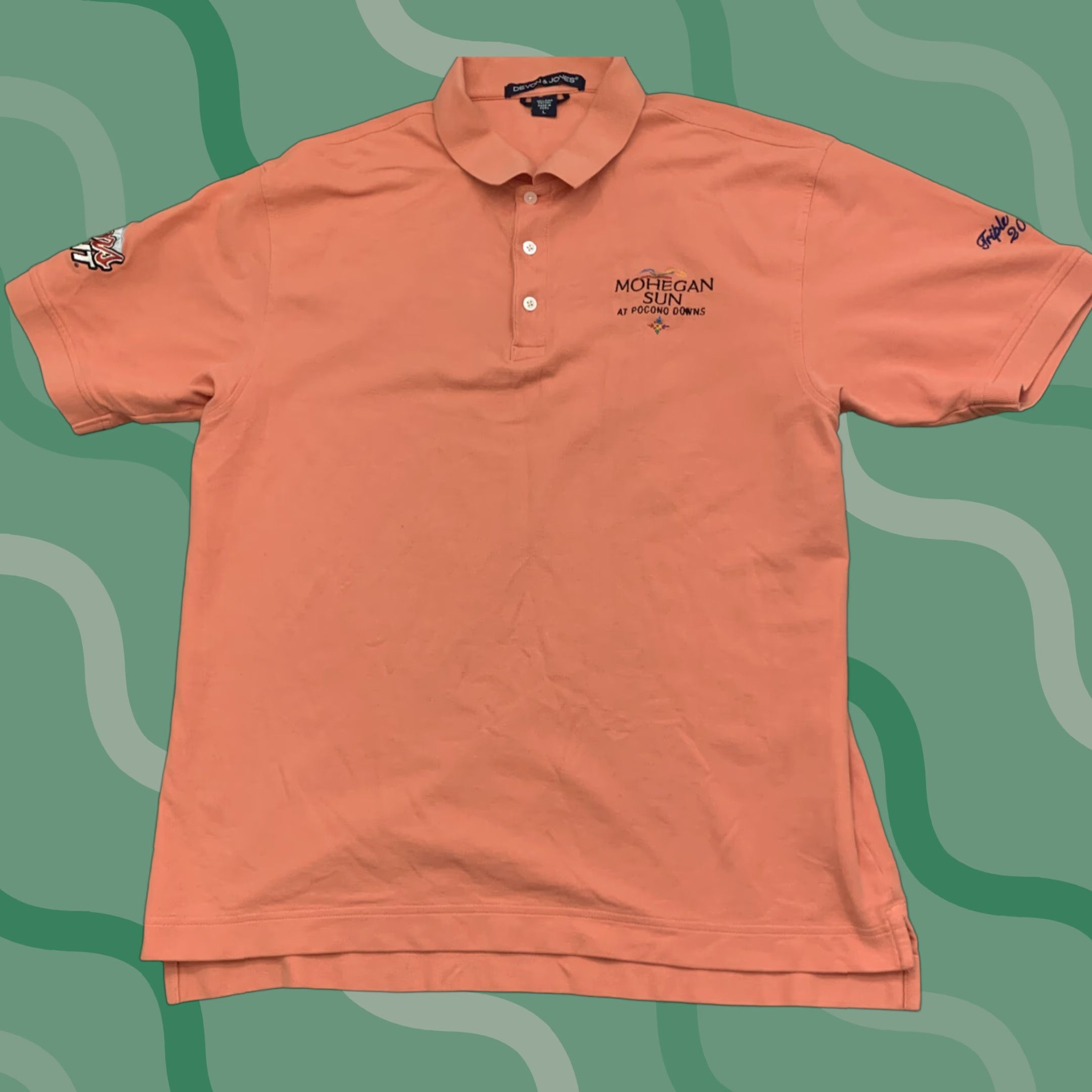 Vintage Mohegan Sun Pocono Downs Coors Light Triple Crown Golf Polo Peach Size L Mens Polo Peach L Size US L / EU 52-54 / 3 - 1 Thumbnail