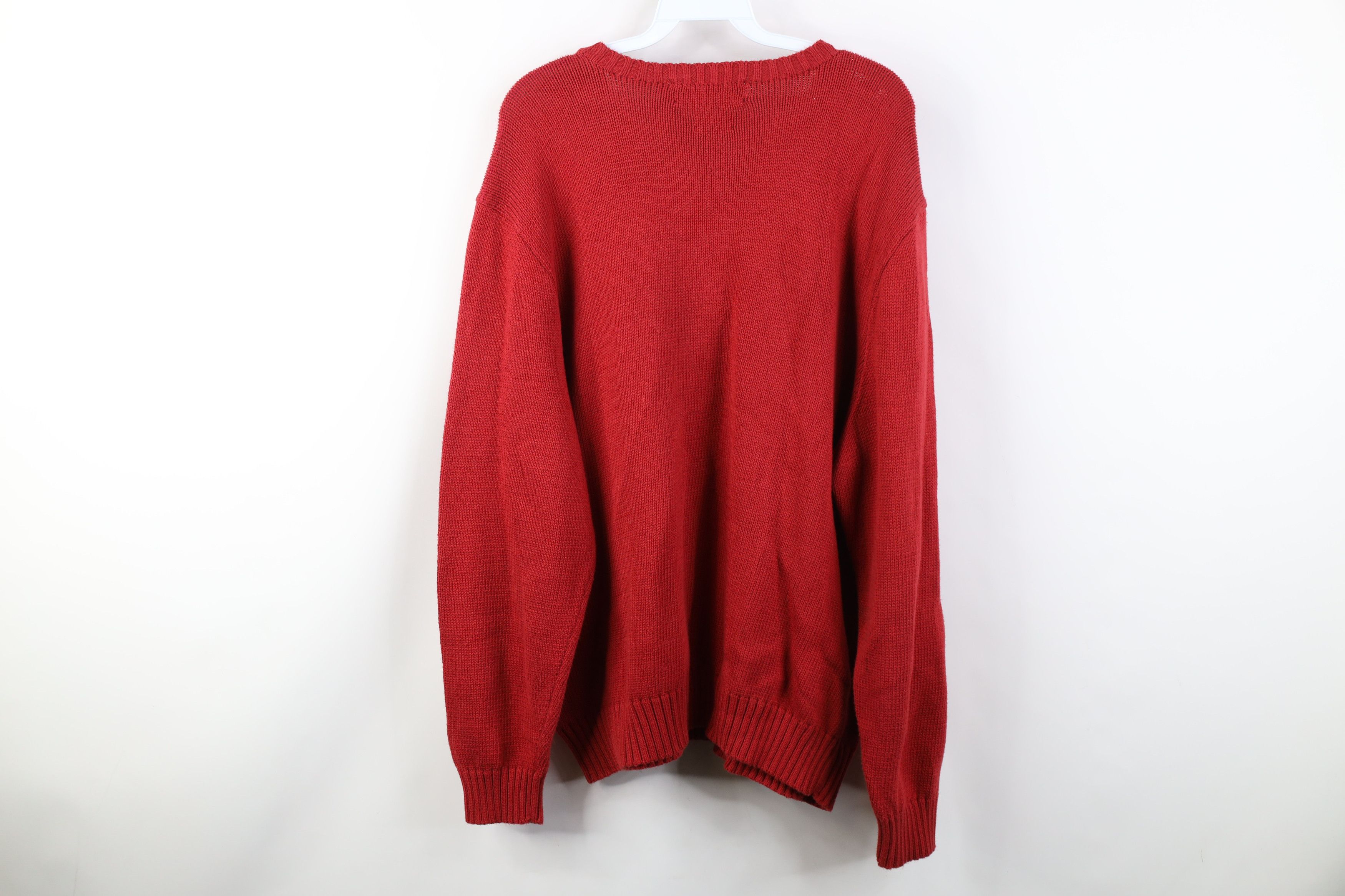 Ralph Lauren Vintage 90s Ralph Lauren Cotton Knit V-Neck Sweater Red Size US XXL / EU 58 / 5 - 9 Thumbnail