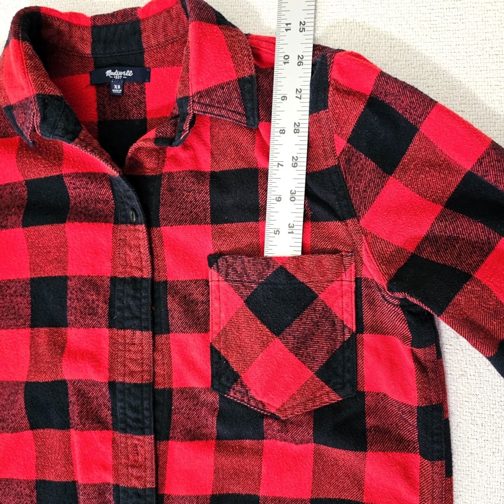 Madewell Madewell Shirt Women XS Long Sleeve Button Front Plaid Flannel Red Black Size XS / US 0-2 / IT 36-38 - 3 Thumbnail