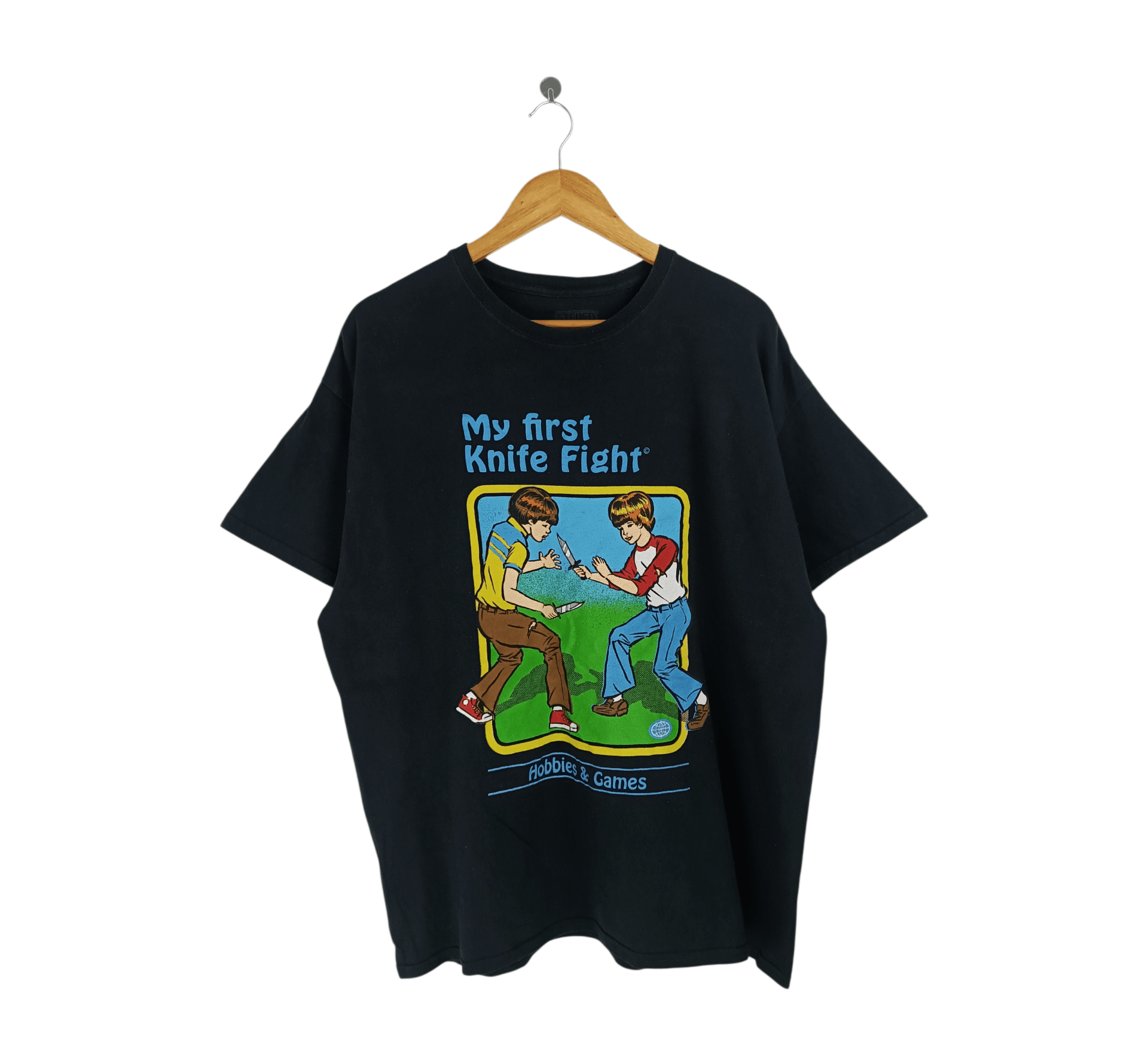 Vintage VINTAGE STEVEN RHODES MY FIRST KNIFE FIGHT FUNNY HUMOR TEE Size US XL / EU 56 / 4 - 1 Thumbnail