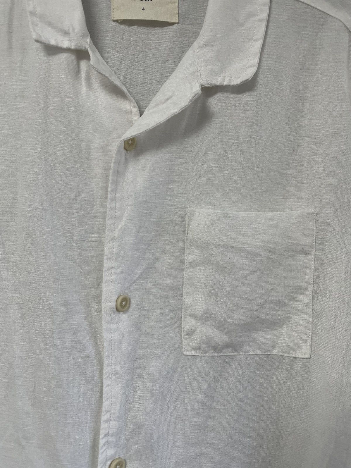 Folk Folk Linen White Basic Short Sleeve Shirt Button Up Size US L / EU 52-54 / 3 - 6 Thumbnail