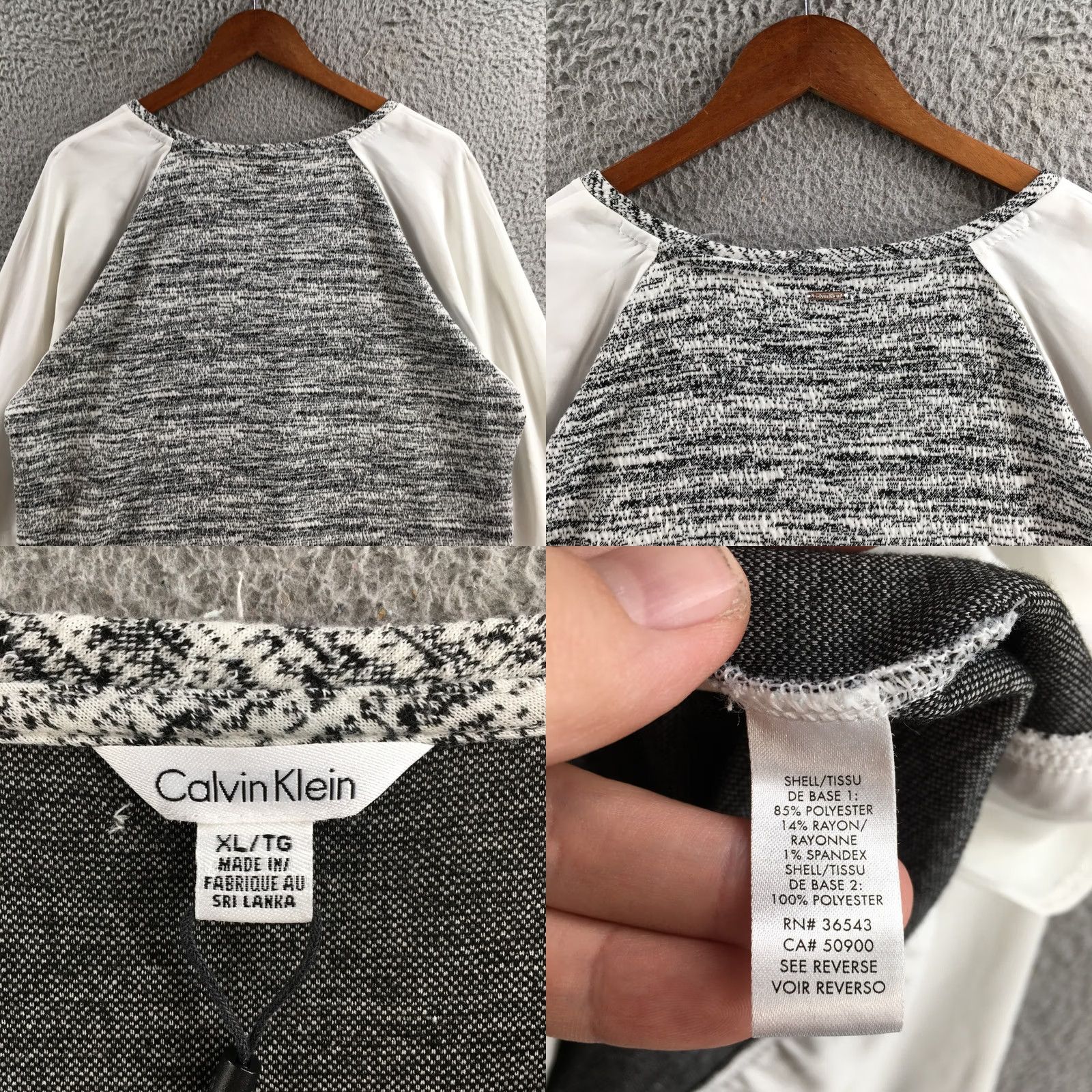Calvin Klein Calvin Klein Top Womens XL Gray Marled Long Sleeve Chiffon Hem Blouse Size XL / US 12-14 / IT 48-50 - 8 Thumbnail