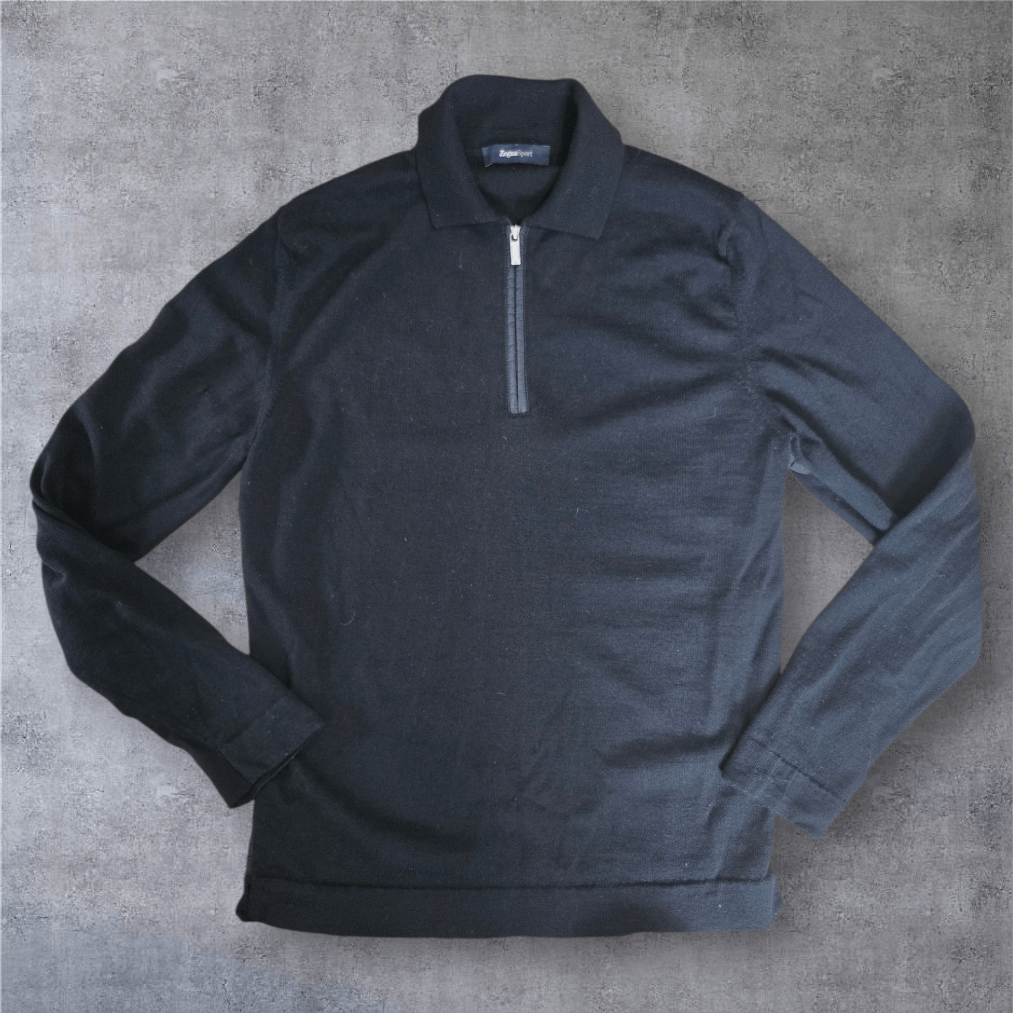 Zegna Sport Long Sleeve Merino Wool Collared Quarter Zip