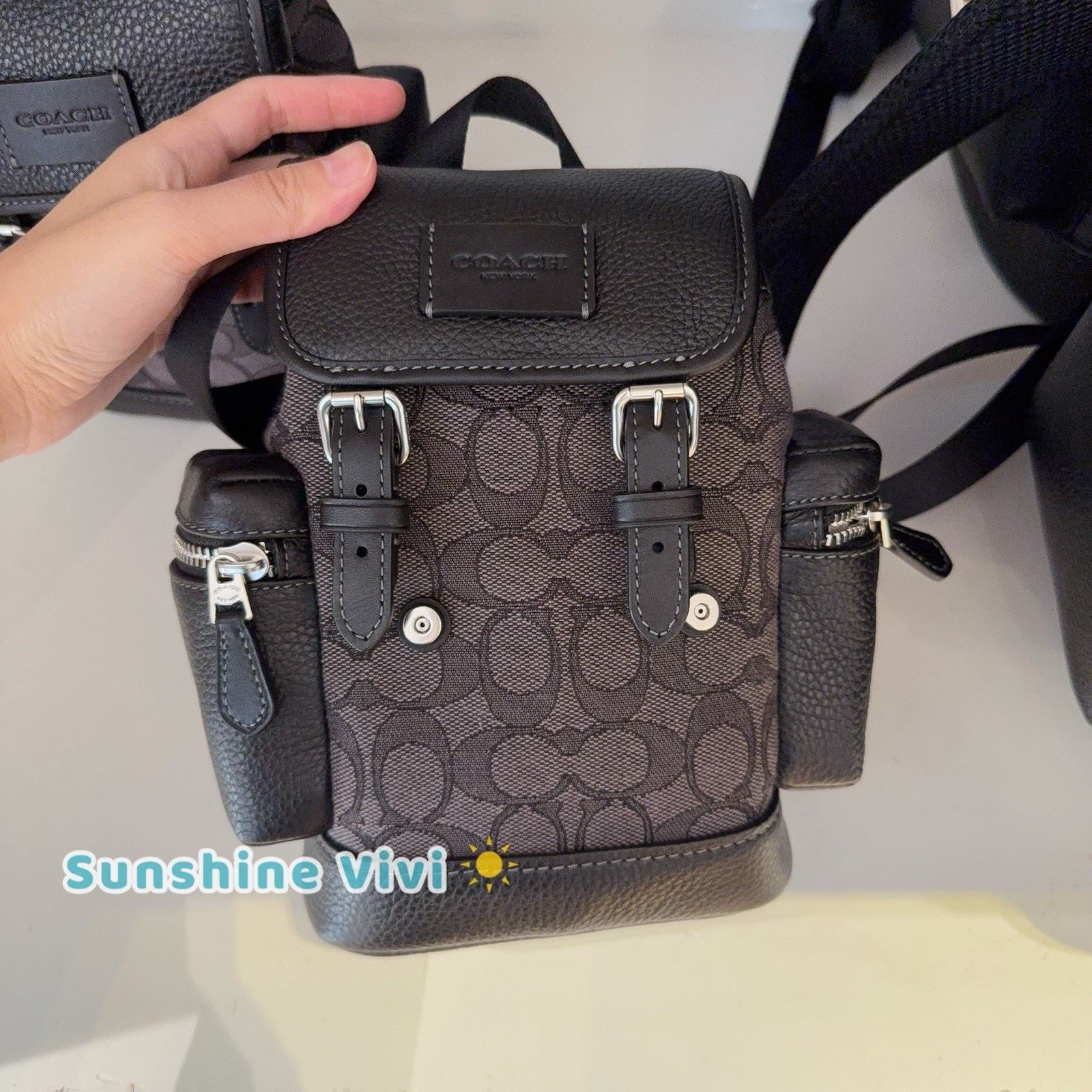Coach NWT Coach Sprint Sling Pack Jacquard Charcoal/Black CBF64