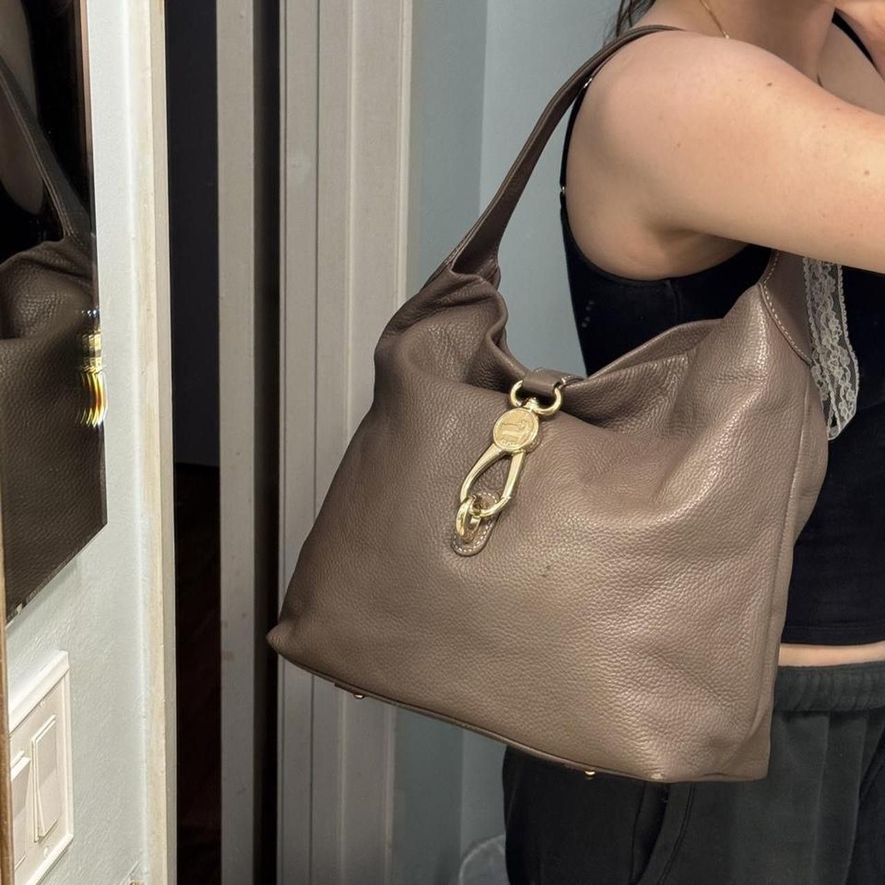 Dooney & Bourke Dooney & Bourke Grey Pebbled Leather Hobo Bag Size ONE SIZE - 8 Thumbnail