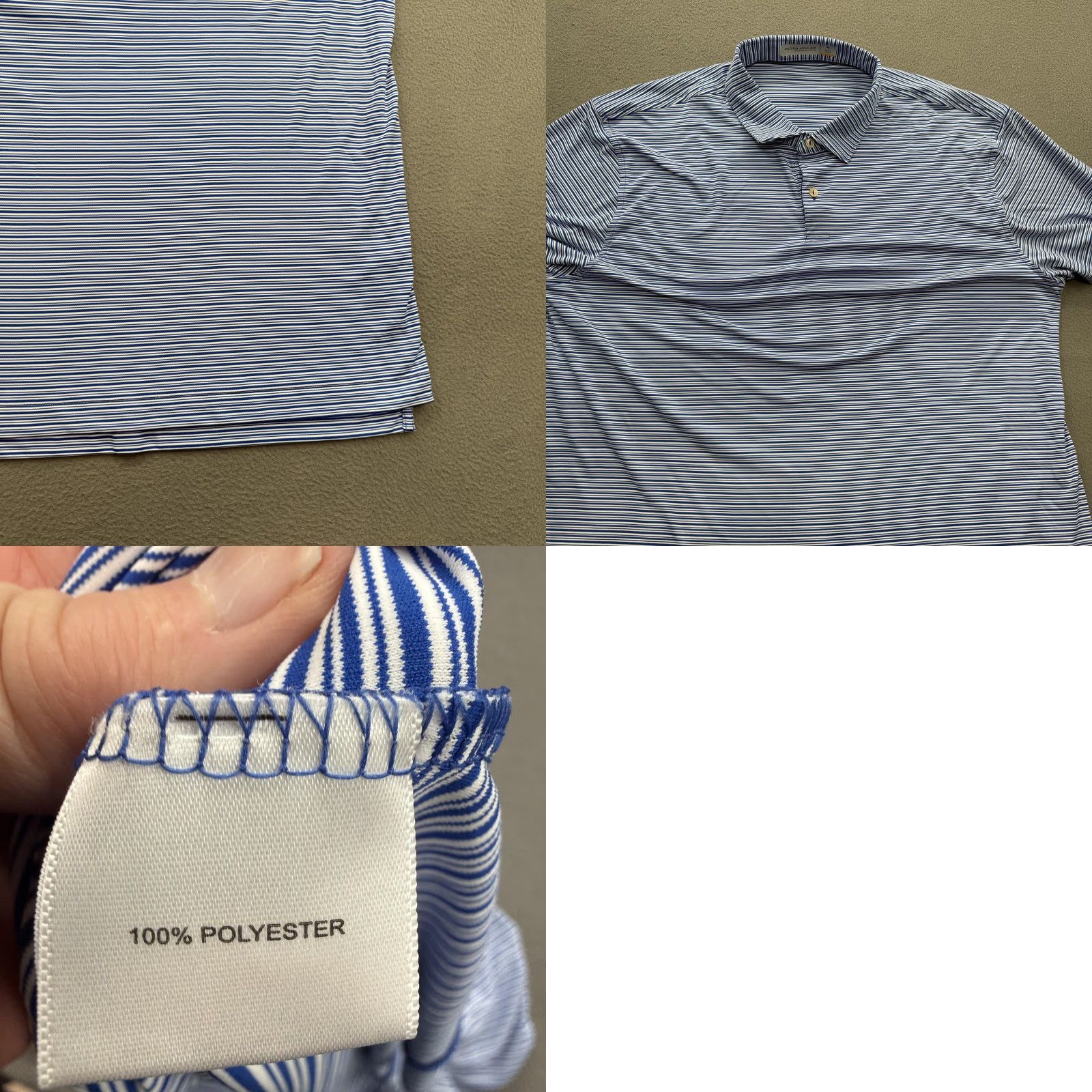 Peter Millar Peter Millar Polo Shirt Mens XL Blue Featherweight UPF 50+ Focus Family Golf Shirt Half-Tone Striped Short Sleeve Polo with Logo Embroidery Size US XL / EU 56 / 4 - 8 Thumbnail