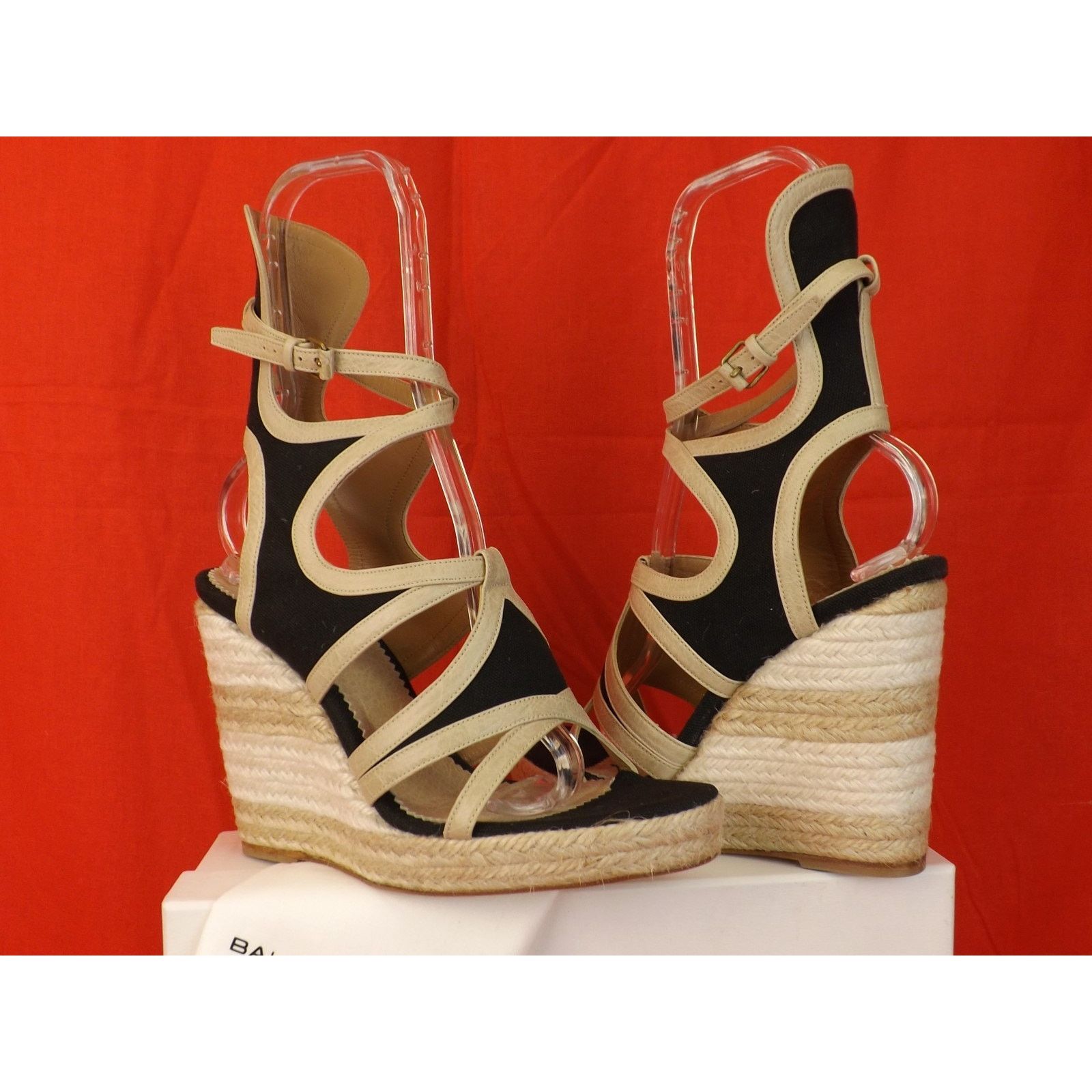 Balenciaga BALENCIAGA COLOR BLOCK LEATHER CANVAS GLADIATOR SANDALS 39 Size US 9 / IT 39 - 7 Thumbnail