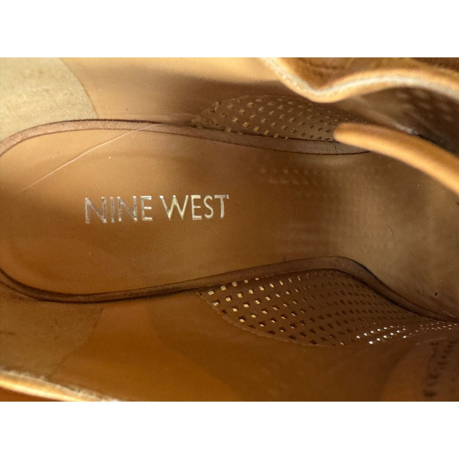 Nine West Nine West Tan Leather Peep Toe Booties Lace Up Heel 7.5M Size US 7.5 / IT 37.5 - 11 Thumbnail
