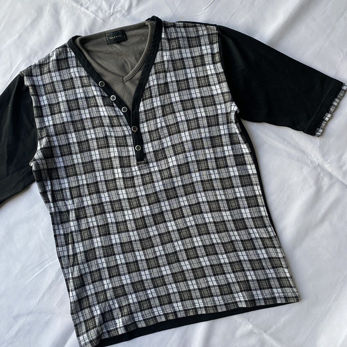 If Six Was Nine × Japanese Brand × Vintage Japanese Tartan Double Layer Short Sleeve By Male&co Size US M / EU 48-50 / 2 - 1 Thumbnail