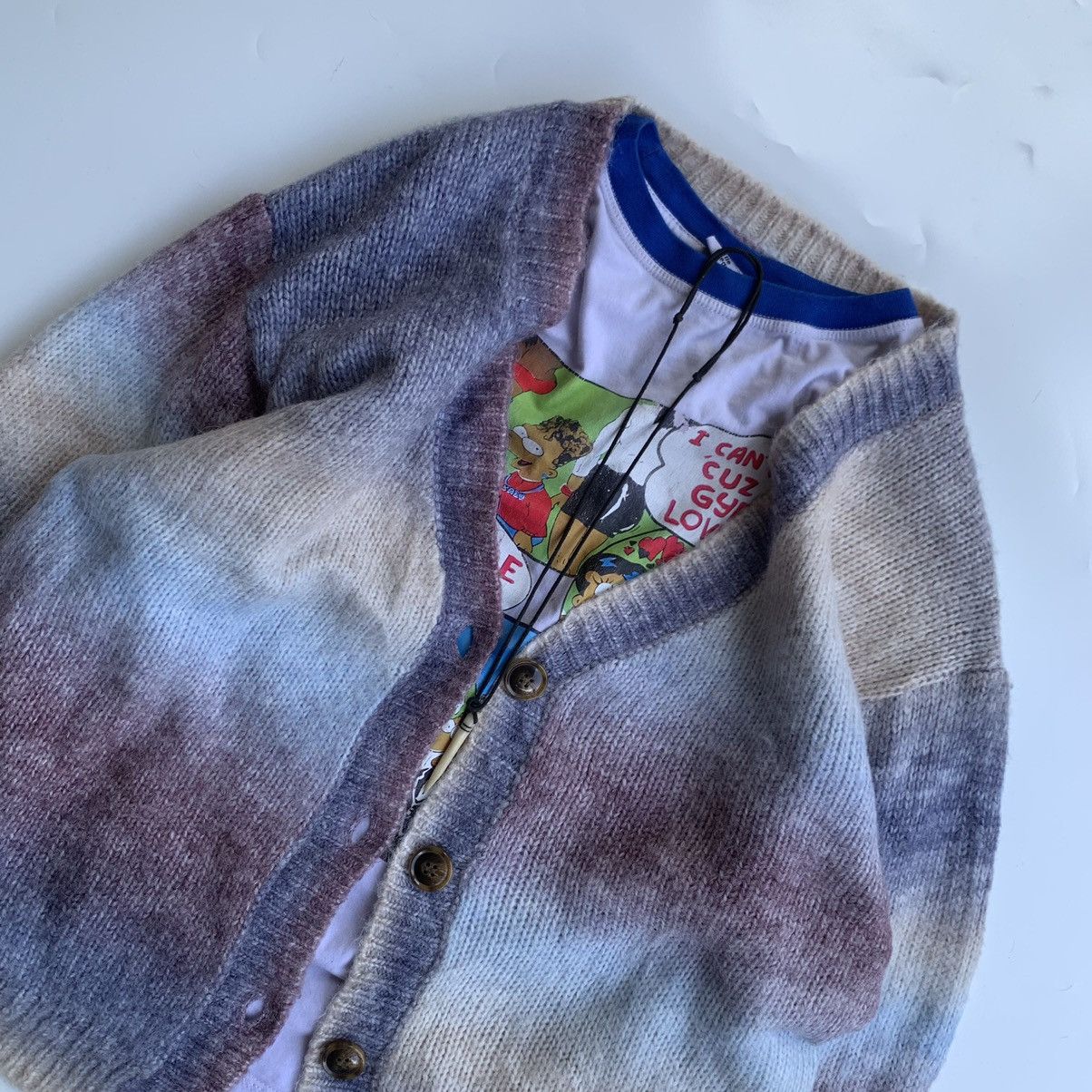 Designer Knitwear cardigan vintage fuzzy mohair wool by Sureve Size US XL / EU 56 / 4 - 3 Thumbnail