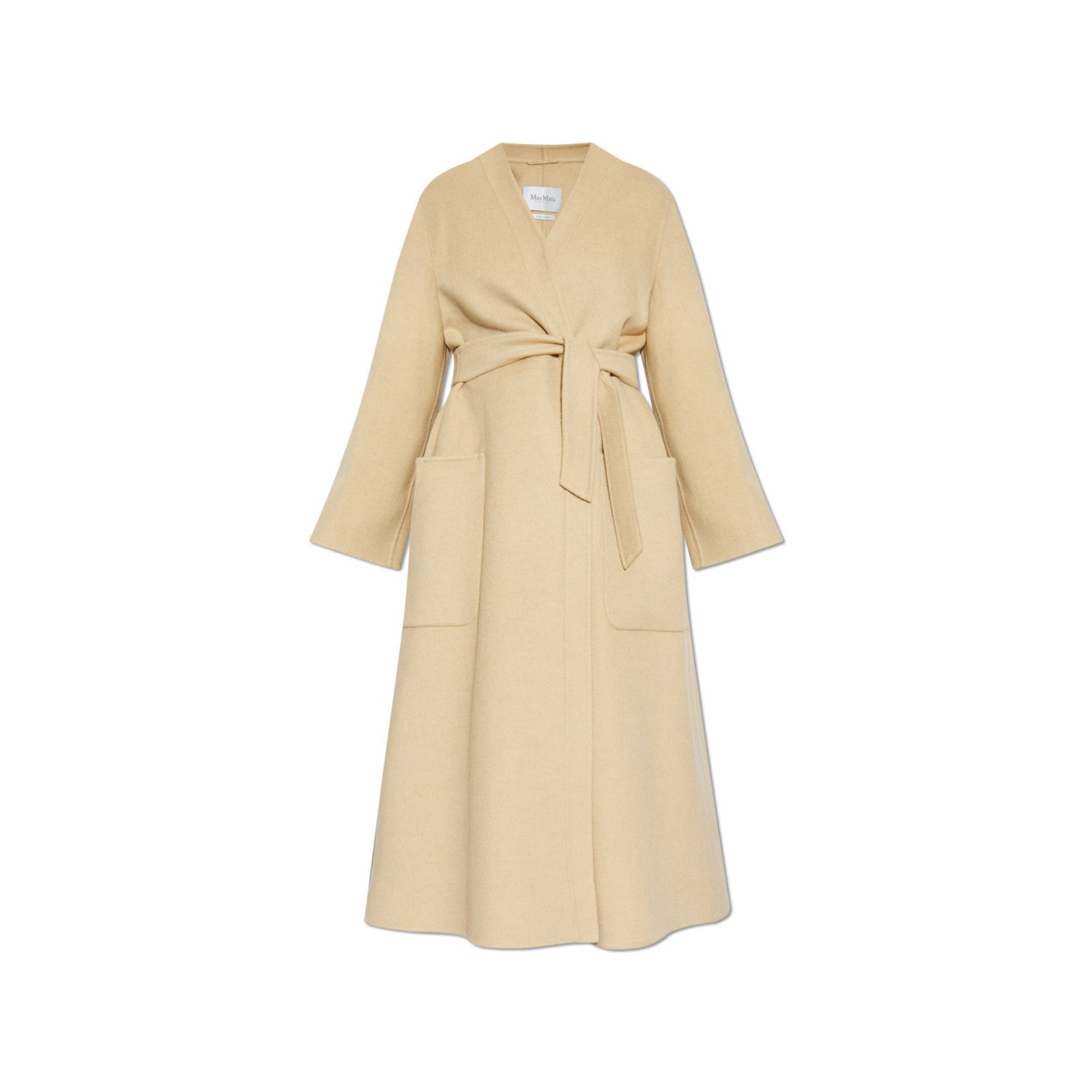 MAX MARA Vezzose Beige Wool Long Belted Coat New & Authentic