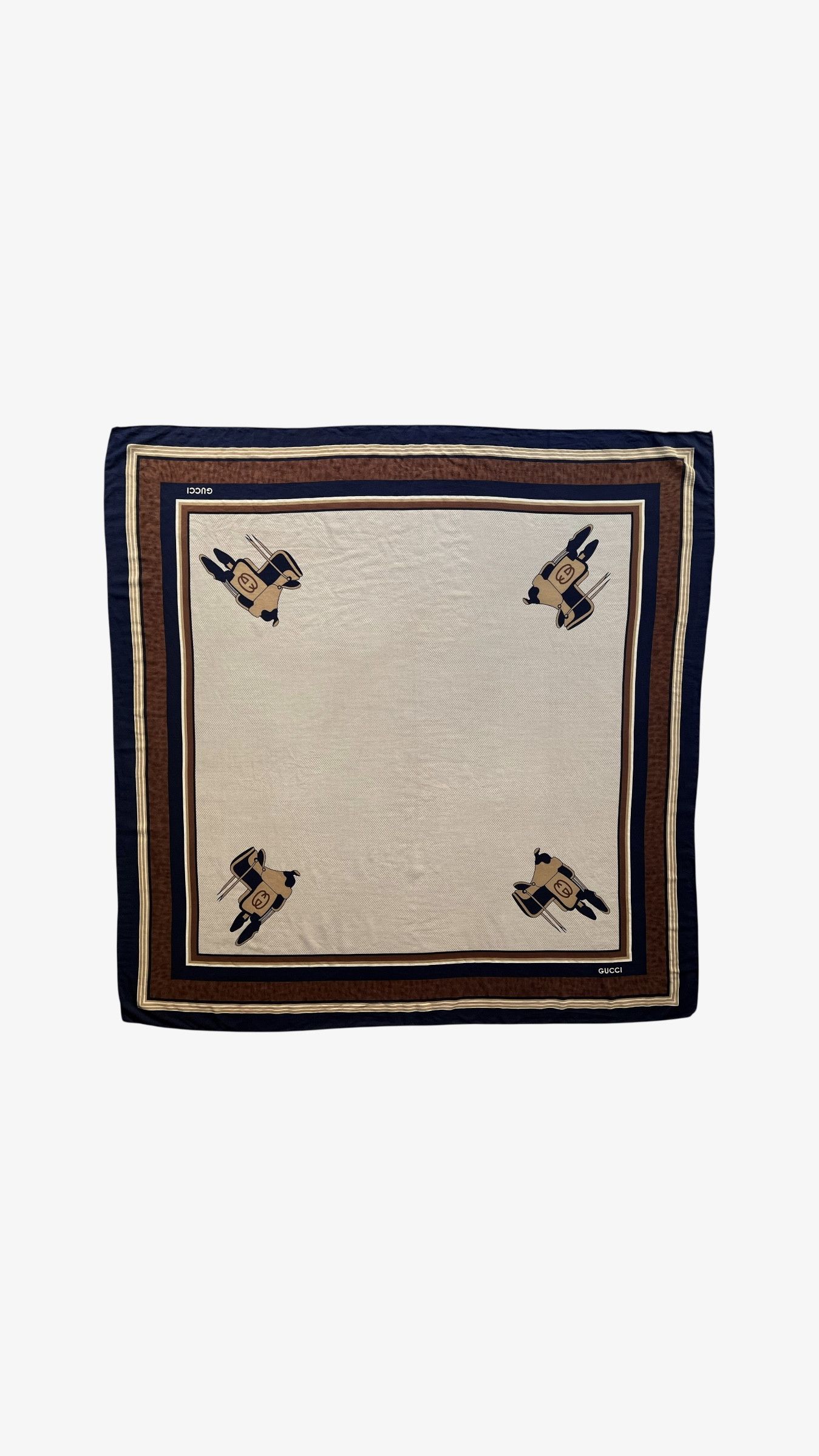 Gucci Vintage Gucci Interlocking GG Equestrian Saddle Silk Scarf Size ONE SIZE - 1 Thumbnail