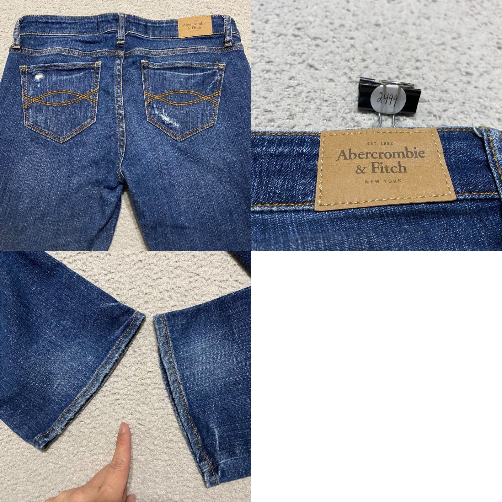 Abercrombie & Fitch Abercrombie & Fitch Womens Jeans Blue Denim 29 in 4 Bootcut Distressed Stretch Regular Size 29" - 9 Thumbnail