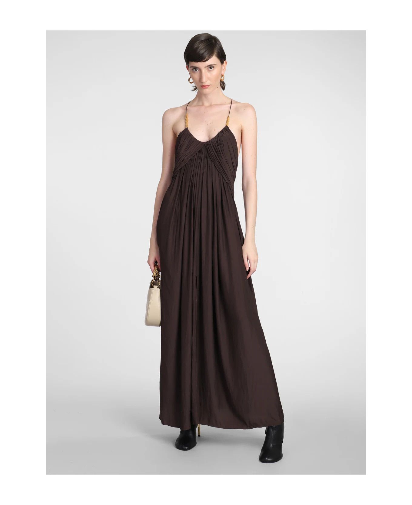 Lanvin o1y0326 Maxi Dress in Dark Brown Size S / US 4 / IT 40 - 2 Thumbnail