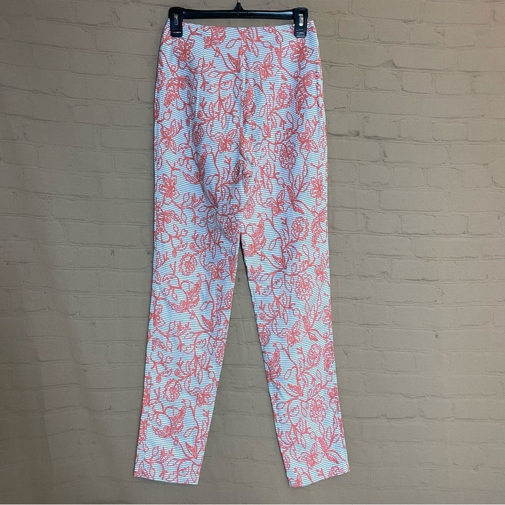 Other NWT New Vivienne Hu Cotton Coral Floral Embroidered Pants S Size 26" / US 2 / IT 38 - 4 Thumbnail
