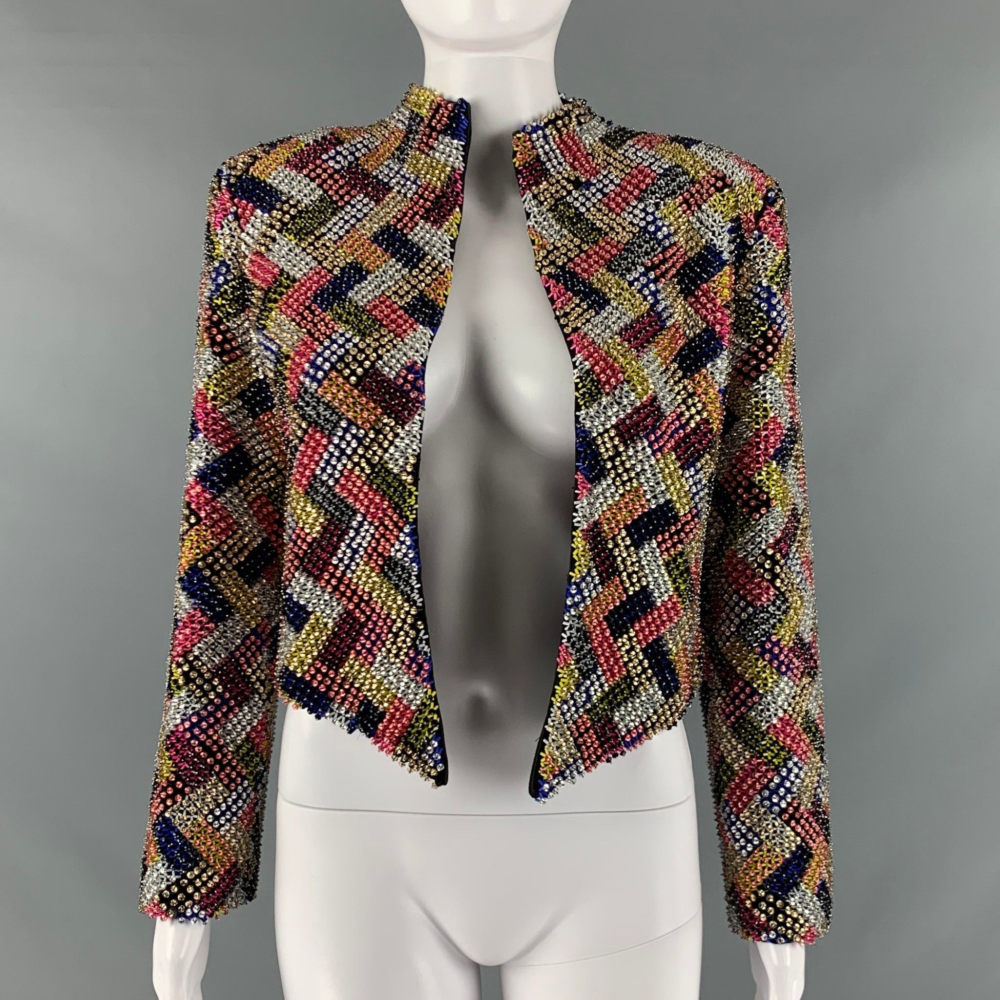 image of Rubin Singer Multicolor Silk Zig Zag Asymmetrical Jacket, Women's (Size Medium)